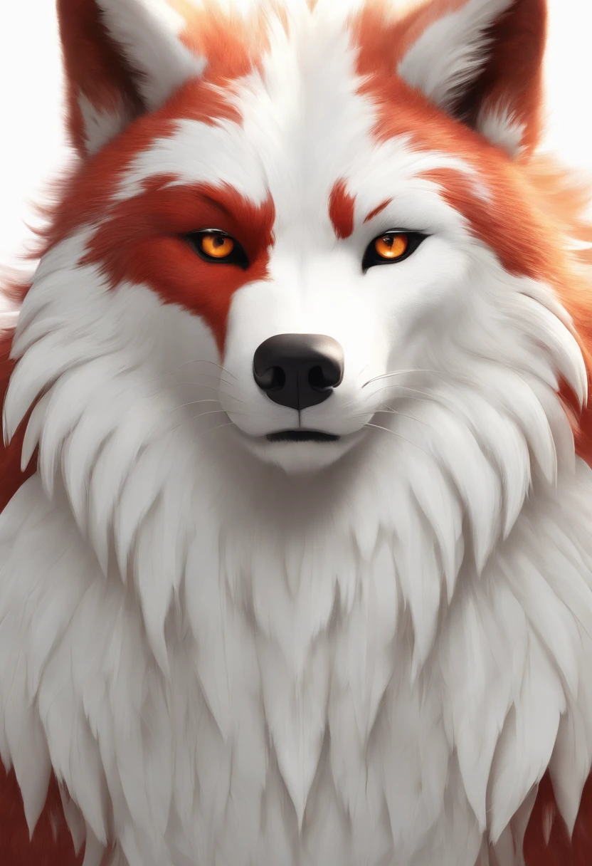 Furry, anthro Wolf, menschliche statur (mehrfarbiges Fell, White-Red:1.3), (Fuchsgesicht, rotes Fell, white belly, orangene streifen, 大眼睛, White eyelids, gelbe Pupille, schlank:1.2),schlank, Klingeln)), (Korrekte Anatomie), A big cock, feet, longer fuselage, well-proportioned limbs，(realistisches Fell, Detaillierte Fellstruktur, beschriftet:1.3)), (natural lightting), fotorealistisch, hyperrealistisch, Ultradetailliert, Endloser Wald, fluss im hintergrund