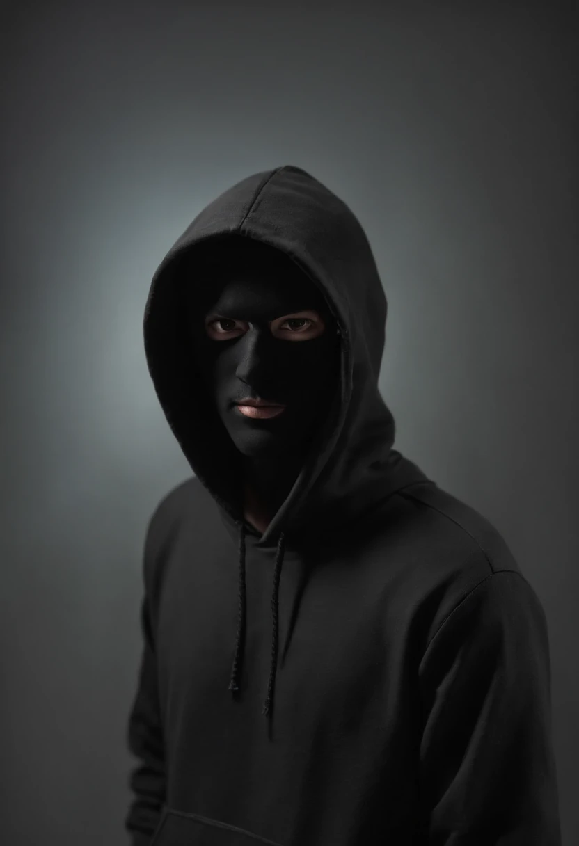 a 3d image of a mysterious, creepy, Malay man that looked shrouded in mysteries wearing a black hoodie