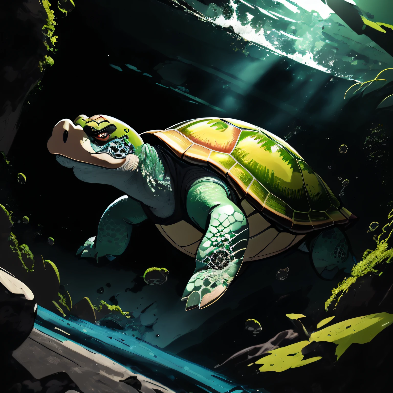 um logotipo de mascote de tartaruga para uma equipe de esportes, mascote da equipe esportiva, Mascot illustration, as an anthropomorphic turtle, tartaruga guerreira, an anthropomorphic turtle, anthropomorphic turtle hero, anthropomorphic turtle, logotipo esportivo, high school mascot, design do logotipo do patch, logotipo do jogo, tartaruga, A tartaruga simulada, tartarugas de batalha, design de patch, A Detailed Illustration of the Angry Turtle, Desportivo, verde brilhante, detalhes preto, logotipo em forma de escudo, #69E200 hexadecimal, segunda cor azul, logotipo do futebol, Escuro, lo gothic, design de camisetas, no estilo do Studio Ghibli, cores tetradicas pastel, arte vetorial 3D, bonito e peculiar, Arte de Fantasia, verde brilhante, Adobe Illustrator, hand-drawn, Pintura digital, Minimalista, baixo-poli, soft lighting, scenic view, isometric style, retro aesthetics, focado no personagem, 4k resolution, photorealistic render, usando o Cinema 4D, tartaruga expressiva cartoon raivosa, Angry expression of detailed anger, Raivosa, dentes rangendo, Furioso, nervoso, raiva