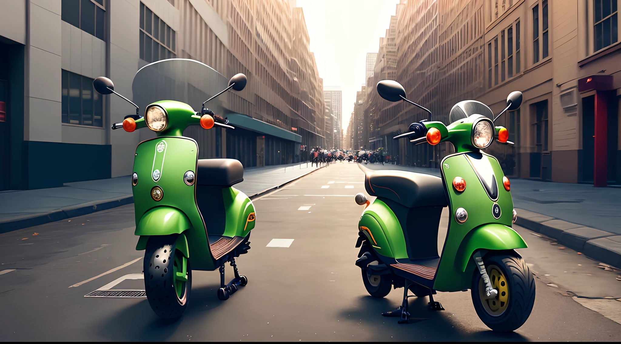 A cute caterpillar riding an e-scooter