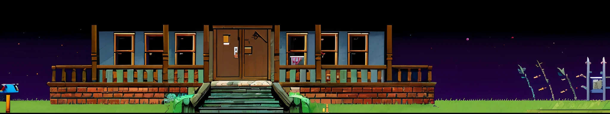 There is a small house with a door and a set of stairs, Captura de tela do videogame de 1988, Videogame de 16bits, Captura de tela do videogame de 1990, Captura de tela do videogame de 1991, Captura de tela do videogame, captura de tela do videogame, videogame ainda, Captura de tela do videogame de 1993, Captura de tela do SNES, Captura de tela do PC, Pixel art de 32 bits