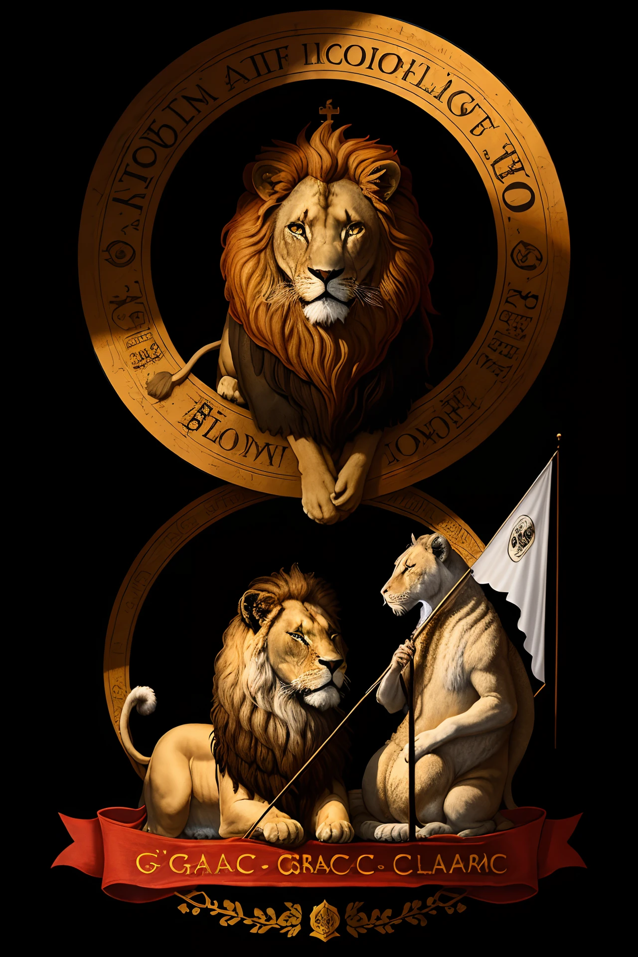 Christian shield that has a lion and a lamb with a banner that says "Grace Classical"