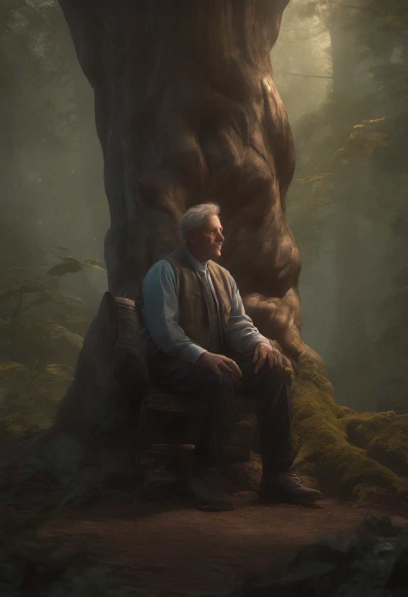 scientists arguing on chairs, sitting on a giant root, digital painting by Loish, by Greg Rutkowski, by WLOP, (((trending on artstation))), masterpiece, best quality