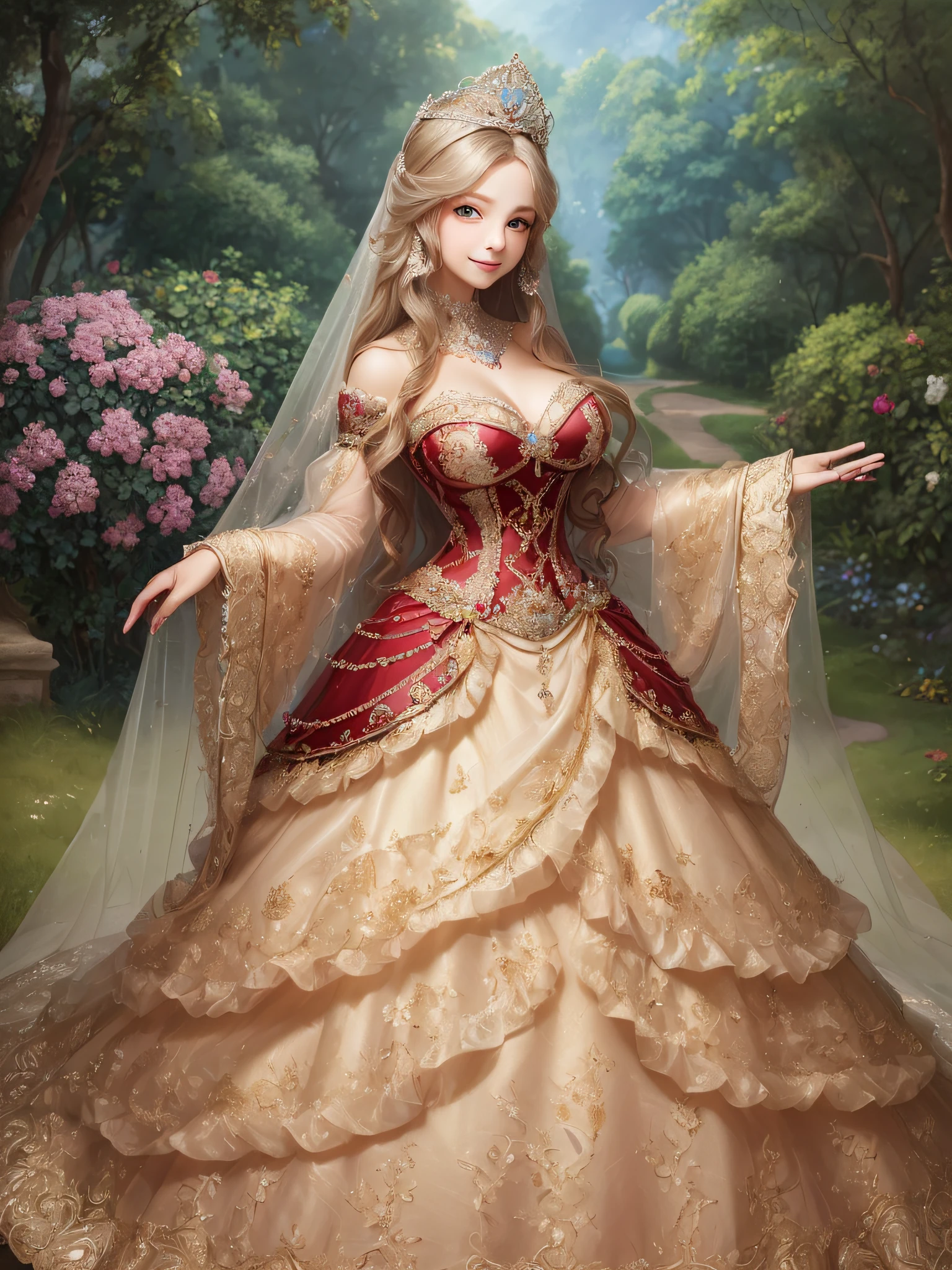(masterpiece, best quality:1.3)
<lora:epi_noiseoffset2:1> <lora:add_detail:0.7> <lora:SmitePersephone:0.8>
SmitePersephone, 1girl, breasts, looking at viewer, skirt, large breasts, brown hair, hair ornament, dress, holding, cleavage, bare shoulders, brown eyes, jewelry, standing, flower, sidelocks, earrings, parted lips, detached sleeves, solo focus, indoors, hair flower, necklace, white dress, lips, petals, strapless, rose, formal, red flower, veil, strapless dress, red rose, bouquet, wedding dress, holding flower, bridal veil, holding bouquet, bride, statue, wedding, church, arch ip