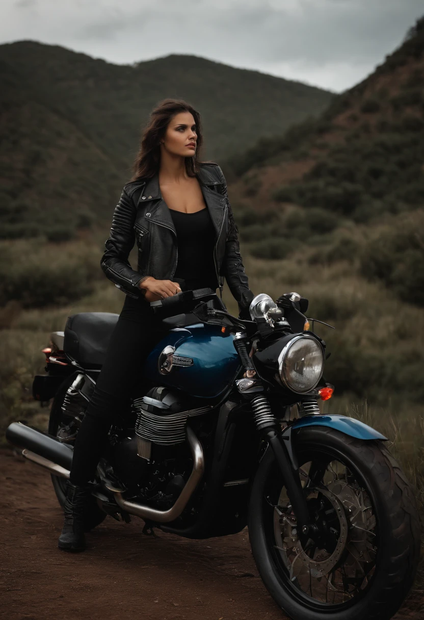 Trevas mulher Loira sem roupa foragindo em um moto. Dark. 1,53cm Mercenaries, seios expostos, perna exposta