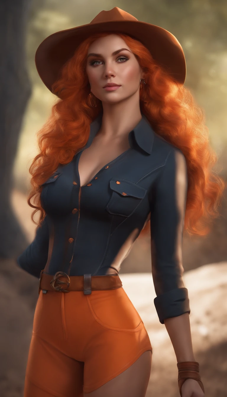 1girl, solo, best quality, grisswimsuit, McGingerMom, black eyes,white pupils,orange hair, cowboy shot, looking at viewer