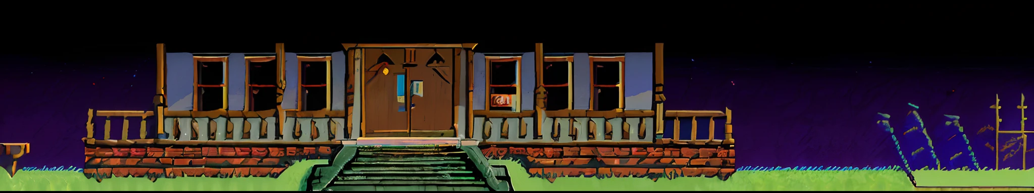There is a small house with a door and a set of stairs, Captura de tela do videogame de 1988, Videogame de 16bits, Captura de tela do videogame de 1990, Captura de tela do videogame de 1991, Captura de tela do videogame, captura de tela do videogame, videogame ainda, Captura de tela do videogame de 1993, Captura de tela do SNES, Captura de tela do PC, Pixel art de 32 bits