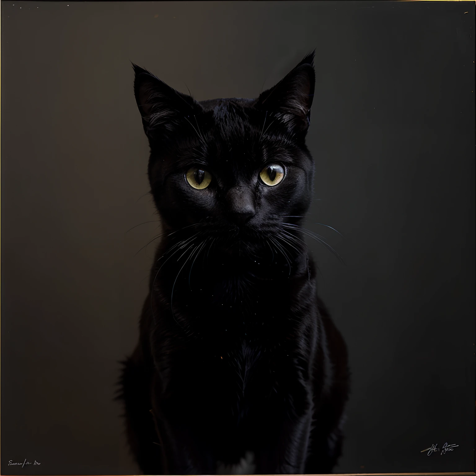 A 2D image of a black cat in a painting