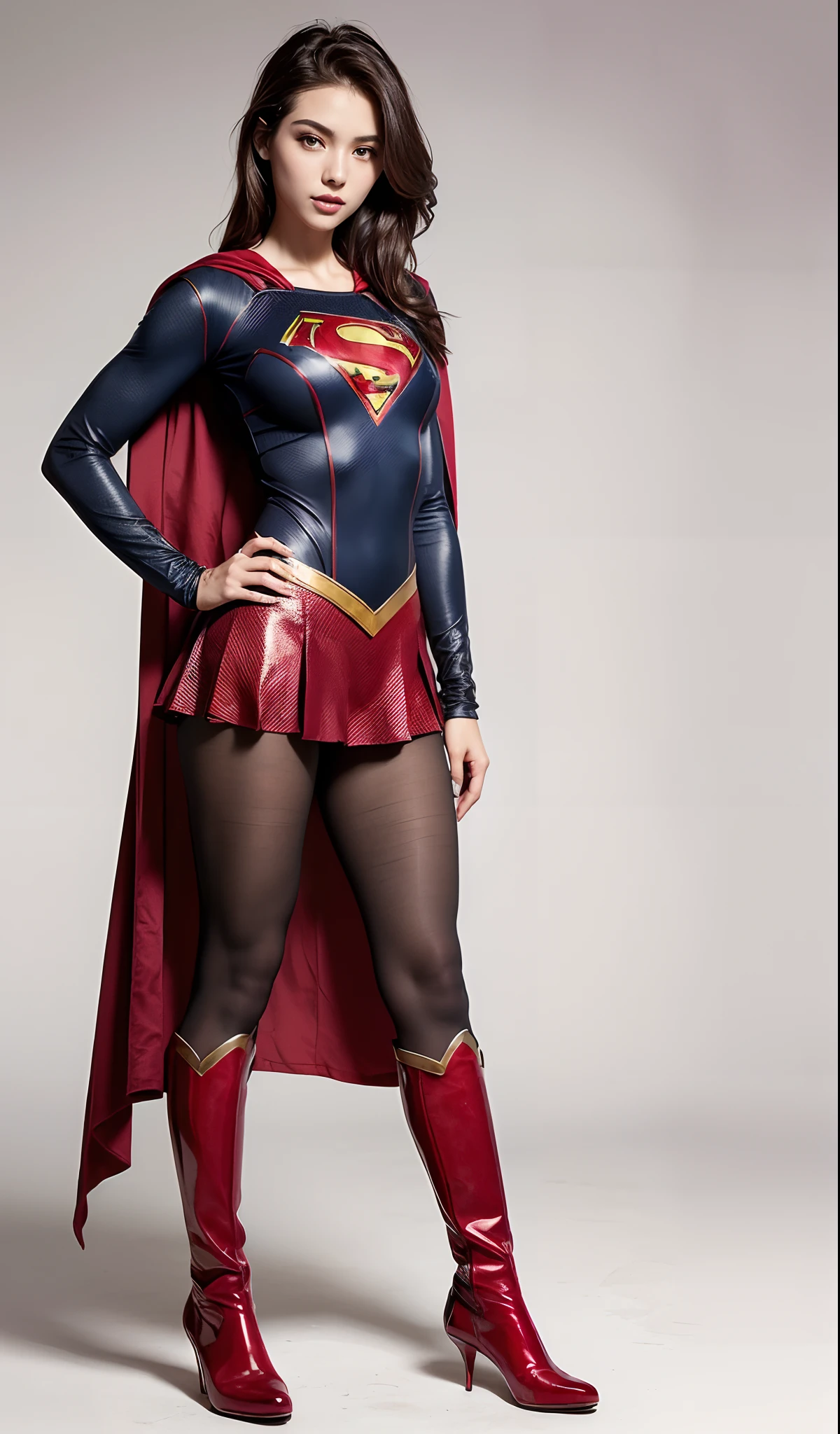 No background、(((Beautiful legs in black tights.)))、(((Legally express the beauty of your smile)))、((((Make the most of your original images)))、(((体にぴったりフィットするSupergirl Costume)))、(((Supergirl Costume)))、(((Beautiful hair with twin tails)))、(((suffering)))、(((Please wear black tights....、Wear red boots)))、((Best image quality、8k))、((Highest quality、8k、masterpiece:1.3))、(((Preserve background )))、Sharp focus:1.2、Beautiful woman with perfect figure:1.4、Slim Abs:1.2、Wet body:1.5、Highly detailed face and skin texture、8k