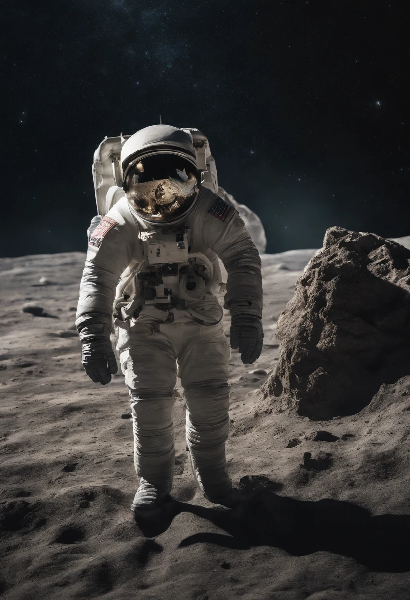 An astronauts back standing infront of something colossal in space