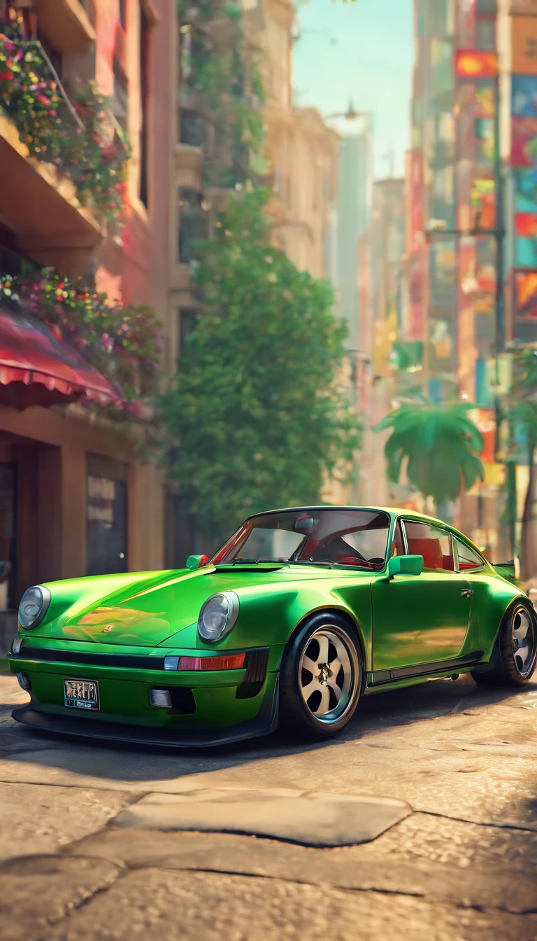 a close up of a porsche car parked on a city street, wallpaper mobile, cinematic poster, phone wallpaper, like matrix, motivational poster,green color porsche car,cinematic 4 k wallpaper, cinematic 4k wallpaper, matrix lut, gta v poster style, automotive photography, cinematic matte illustration, matte digital illustration, amazing wallpaper, matte painting movie poster, gta loading screen art, mobile wallpaper 4k 9:16