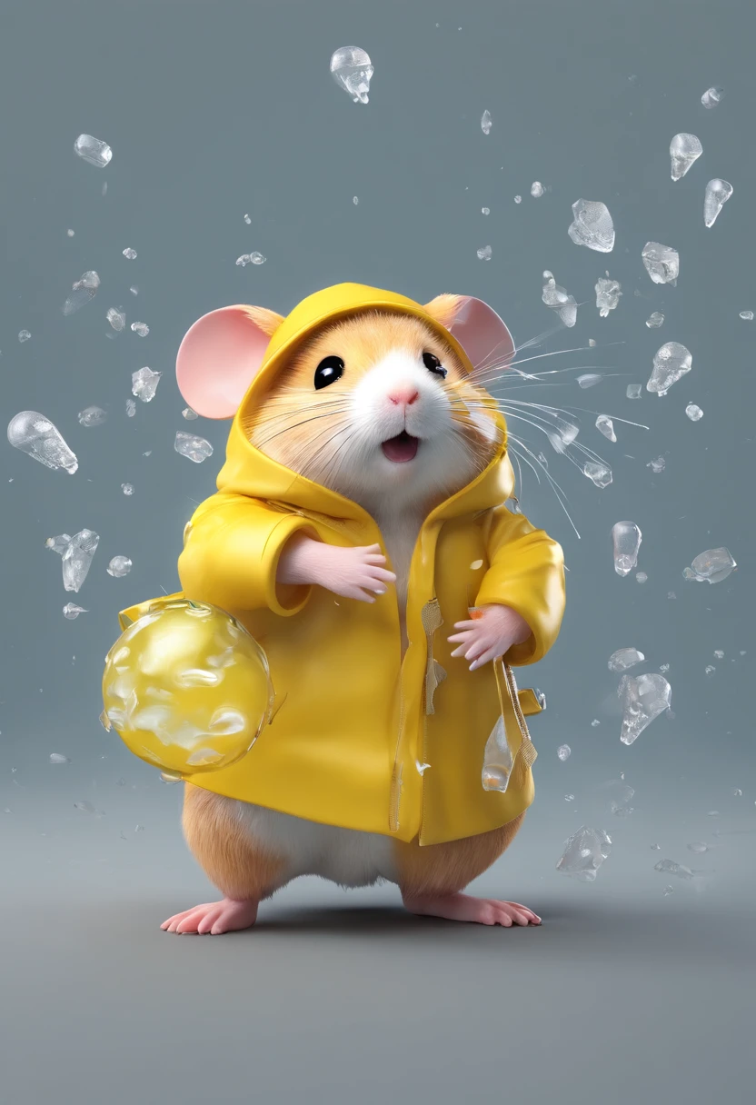 hamster com uma capa de chuva impermeavel amarela 3d disney