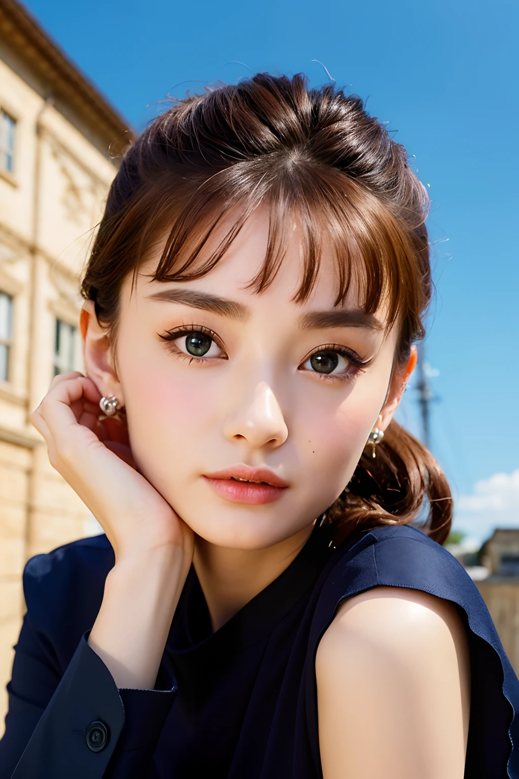 (top-quality、masterpiece:1.2)、femele、portlate、natta、Dark Cafe、Detailed sky、audrey hepburn