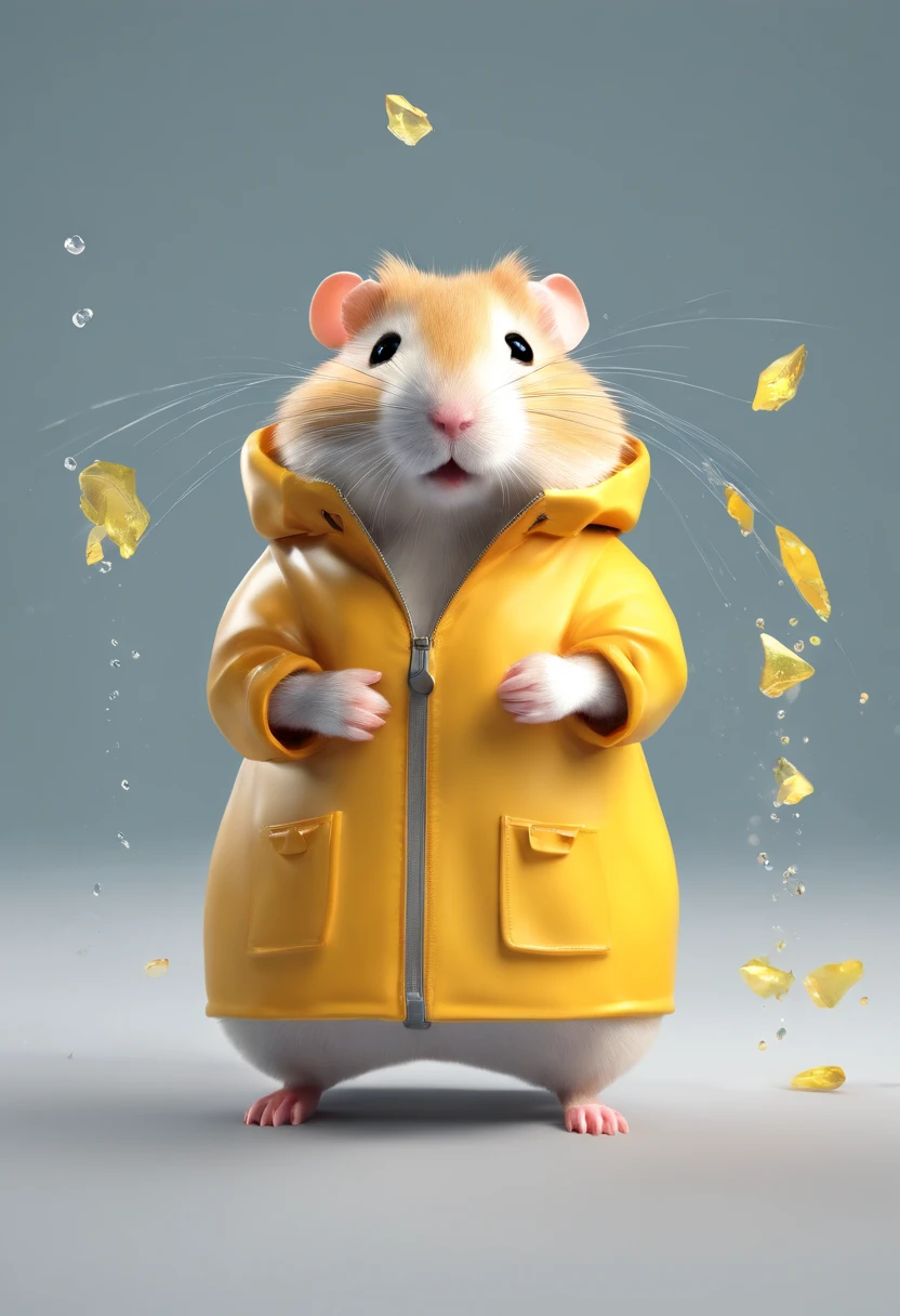 hamster com uma capa de chuva impermeavel amarela 3d disney
