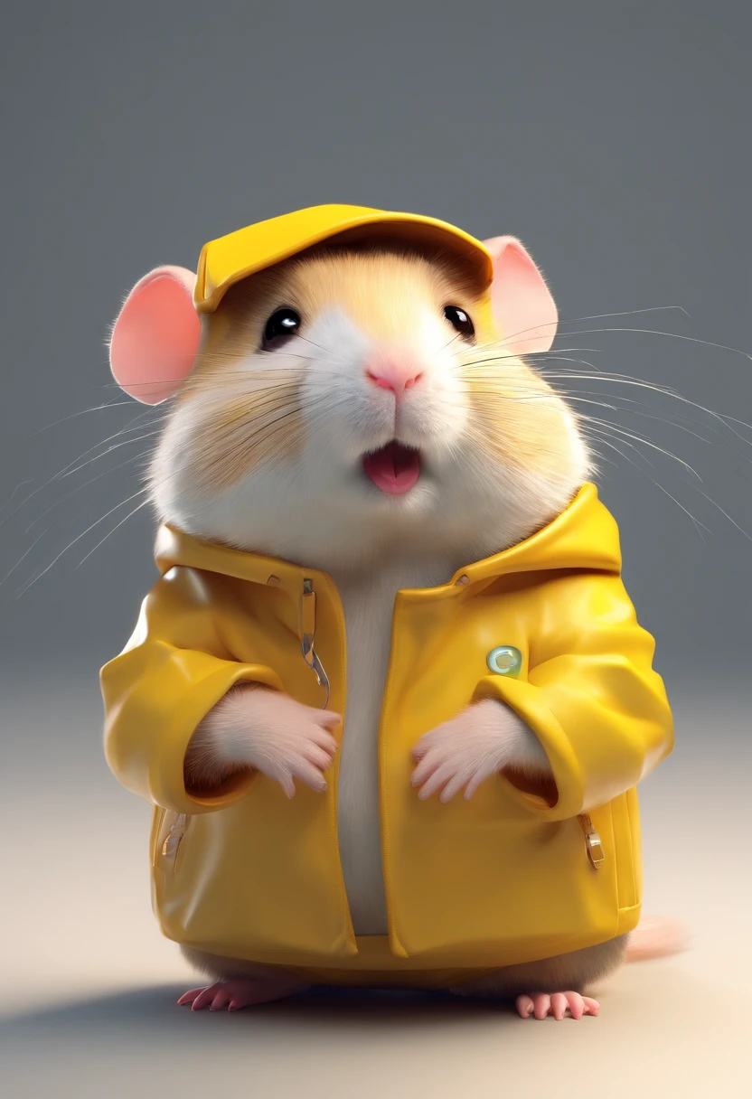 hamster com uma capa de chuva impermeavel amarela 3d disney