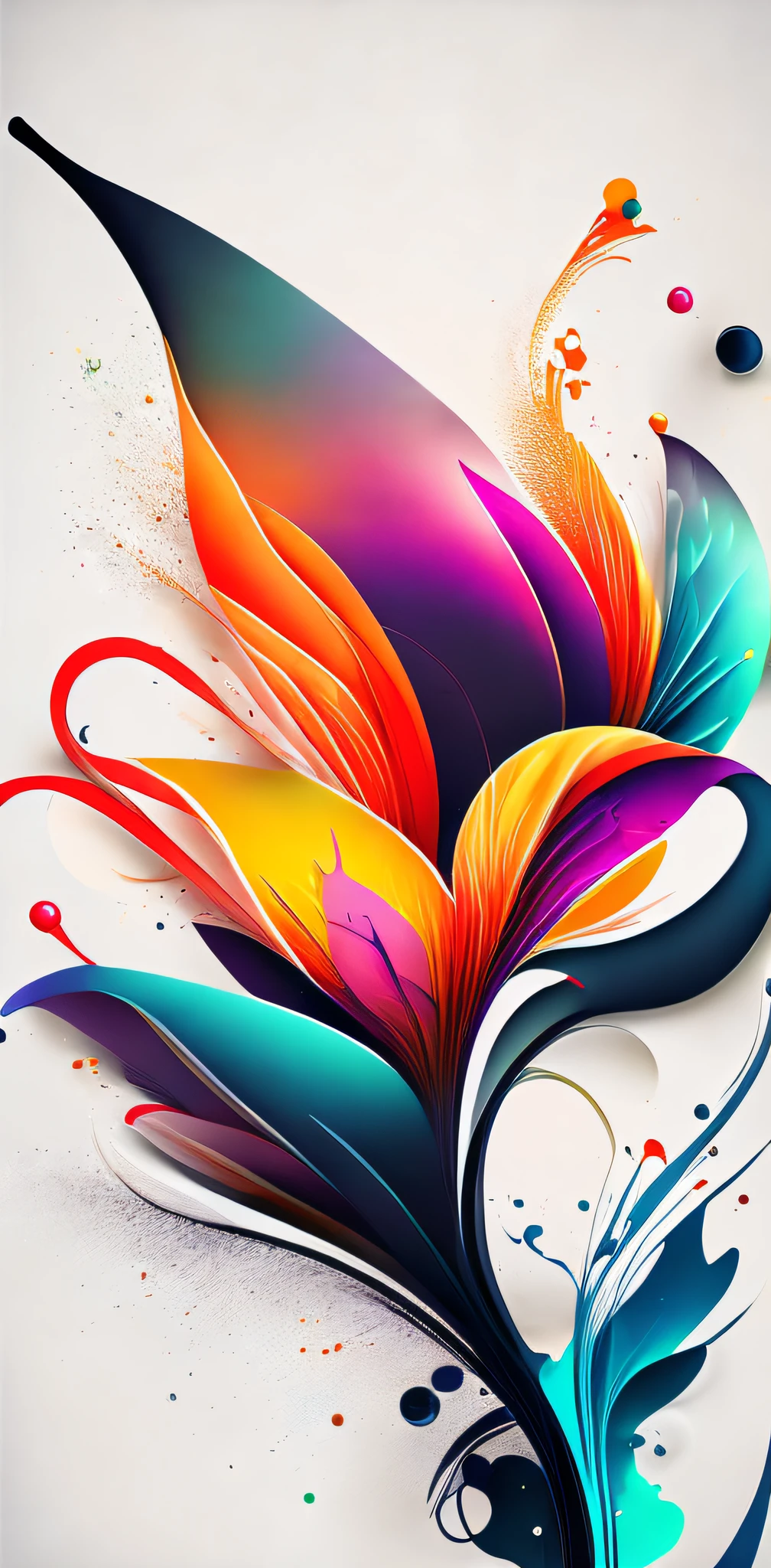 abstract lily flower wallpaper, vector style, splash ink, colorful, intricate