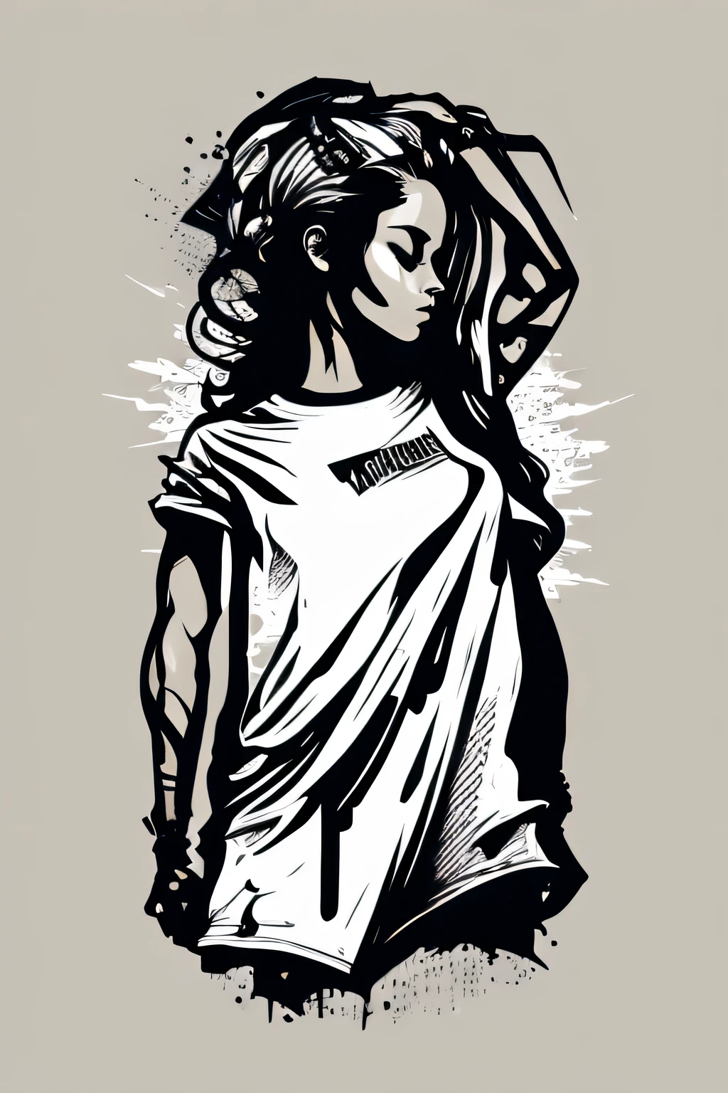 Oversized t–shirt design for street art lovers, (minimalistic design) ,no text, colour lines, graffiti , no background, stylish and trendy, as a t-shirt logo with no text in the style of MAGIFACTORY, no text