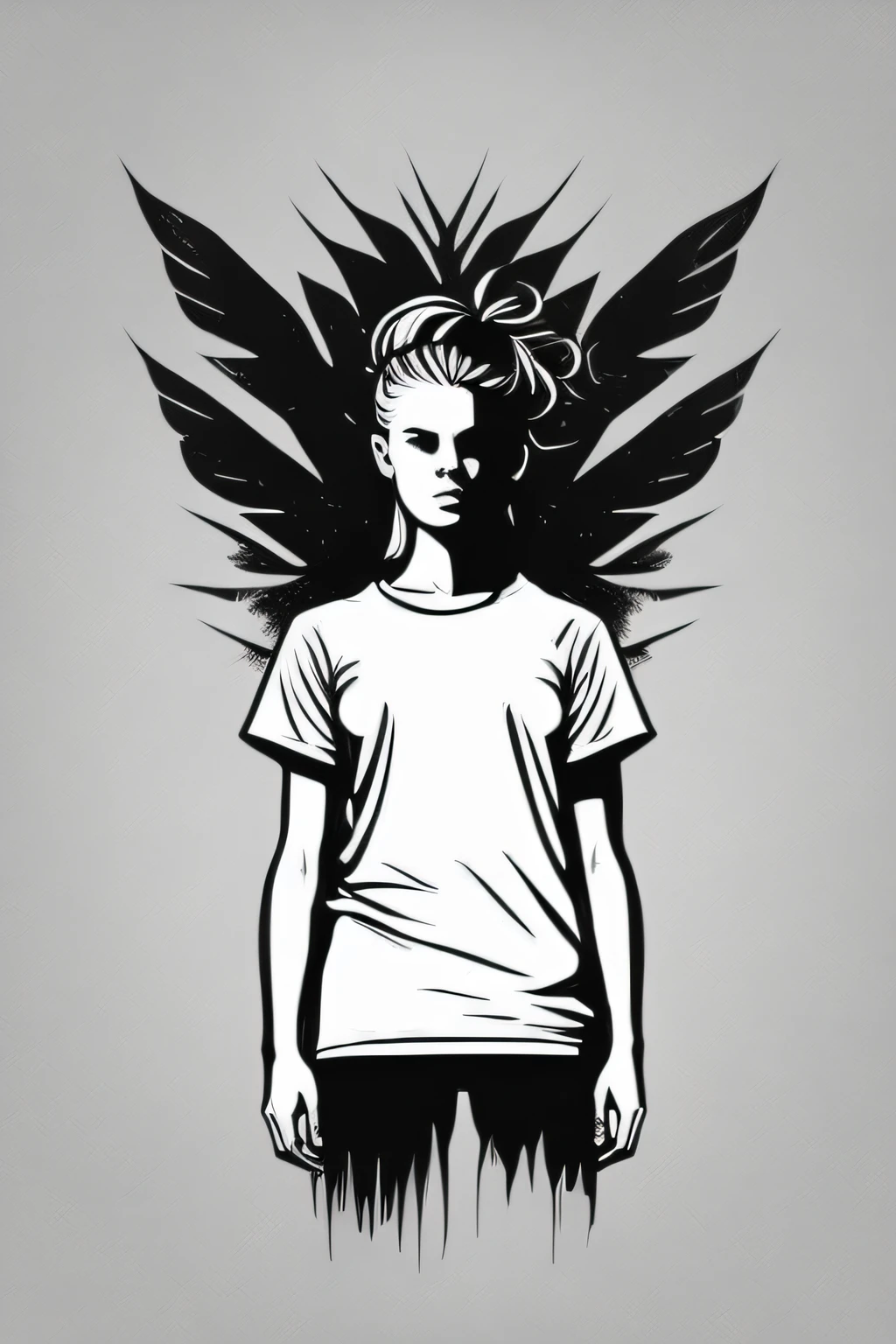 Oversized t–shirt design for street art lovers, (minimalistic design) ,no text, thin lines, art , no background, stylish and trendy, as a t-shirt logo with no text in the style of MAGIFACTORY, no text