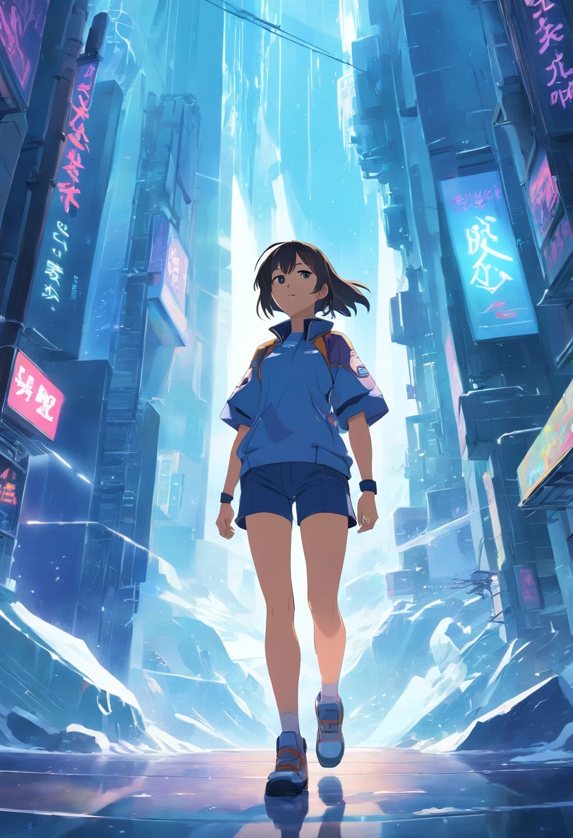 Cyberpunk, Mechanicalgirl, quebrado, There is an image of a very large iceberg, Cyberpunk, Mechanicalgirl, quebrado, com muita neve, fundo da masmorra, Fundo do icicle, fundo da arena, fundo do jogo, fundo escuro escuro da caverna,