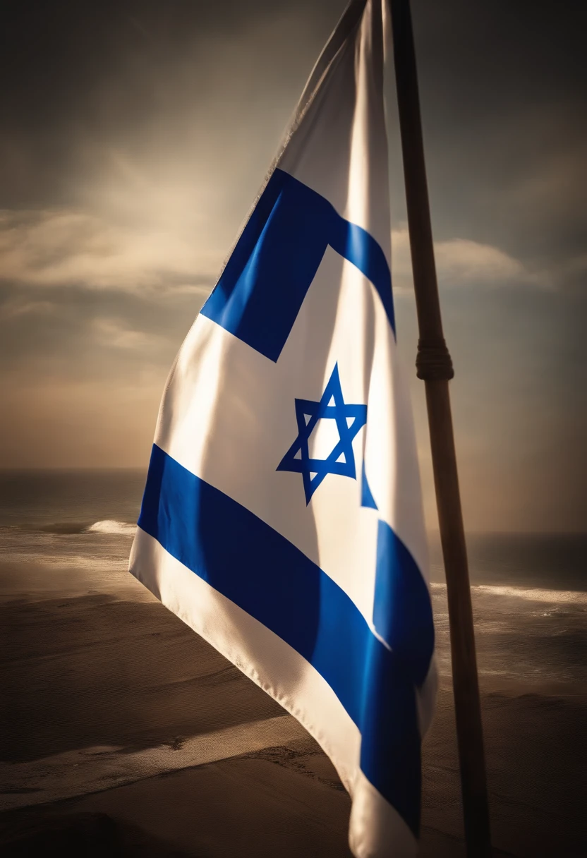 flag of israel being blessed by god, Round draw a war where the nation of Israel is worshipping. SUPER DETALHDO, SEM INTERFERENCIAS, SEM GRANULADOS, no duplication.