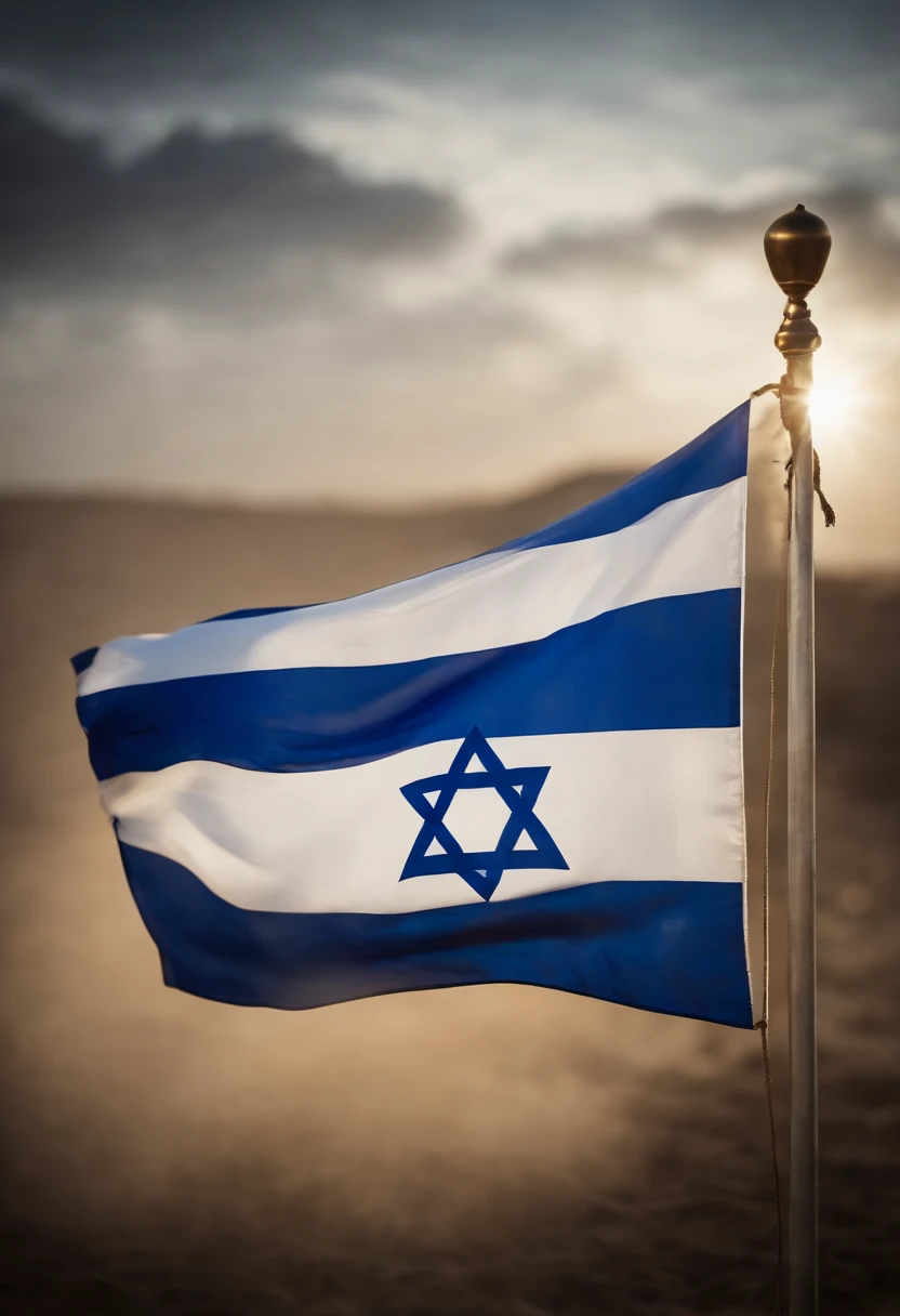 flag of israel being blessed by god, Round draw a war where the nation of Israel is worshipping. SUPER DETALHDO, SEM INTERFERENCIAS, SEM GRANULADOS, no duplication.