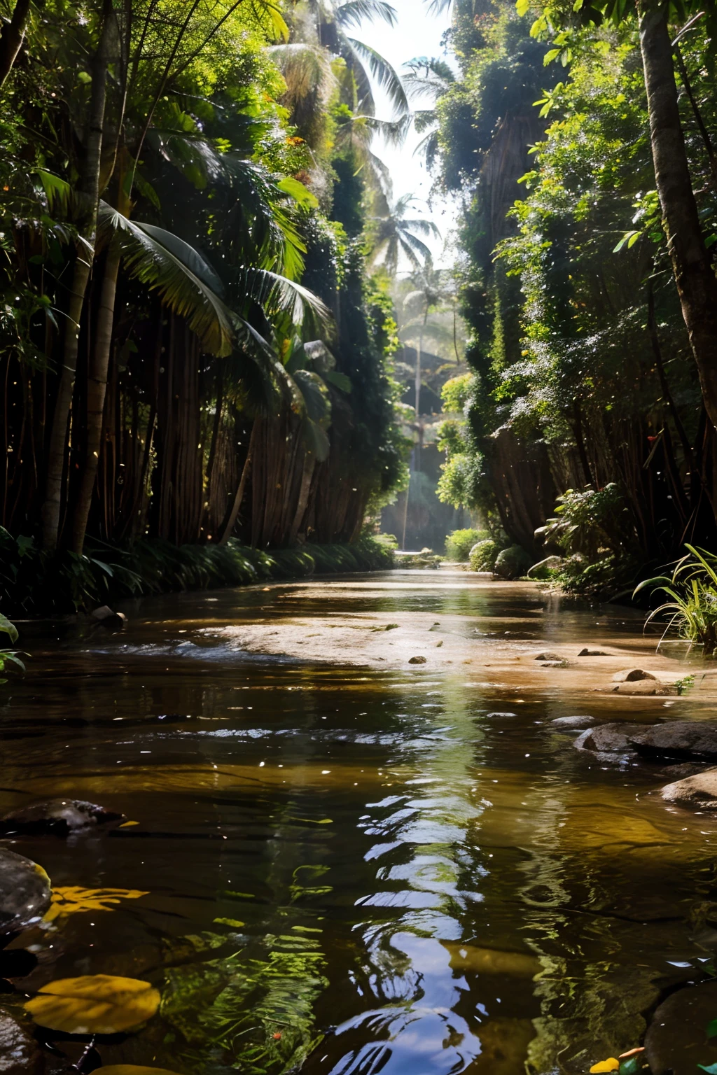 FLORESTA COM RIO E PEIXES