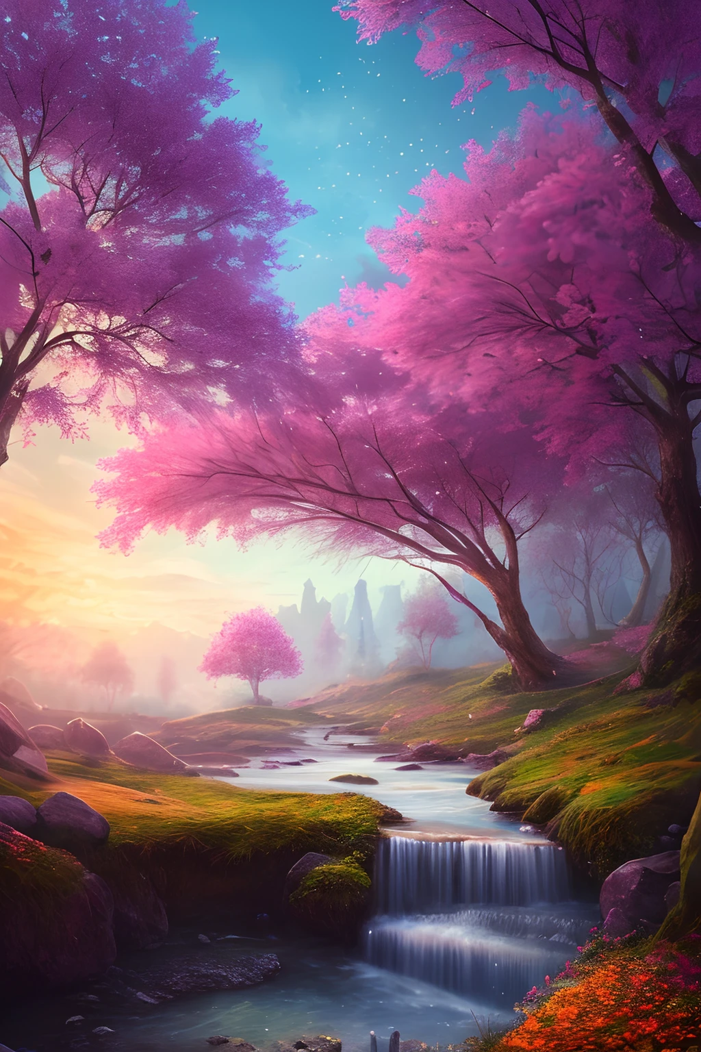 masterpiece, best quality, high quality,extremely detailed CG unity 8k wallpaper, An enchanting and dreamy scene of a fantasy forest, with towering trees, glowing mushrooms, and hidden fairy glens, creating a sense of mystique and enchantment, artstation, digital illustration, intricate, trending, pastel colors, oil paiting, award winning photography, Bokeh, Depth of Field, HDR, bloom, Chromatic Aberration ,Photorealistic,extremely detailed, trending on artstation, trending on CGsociety, Intricate, High Detail, dramatic, art by midjourney