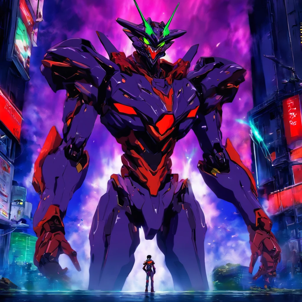 Evangelion Unit-01 lutando contra um Kaiju