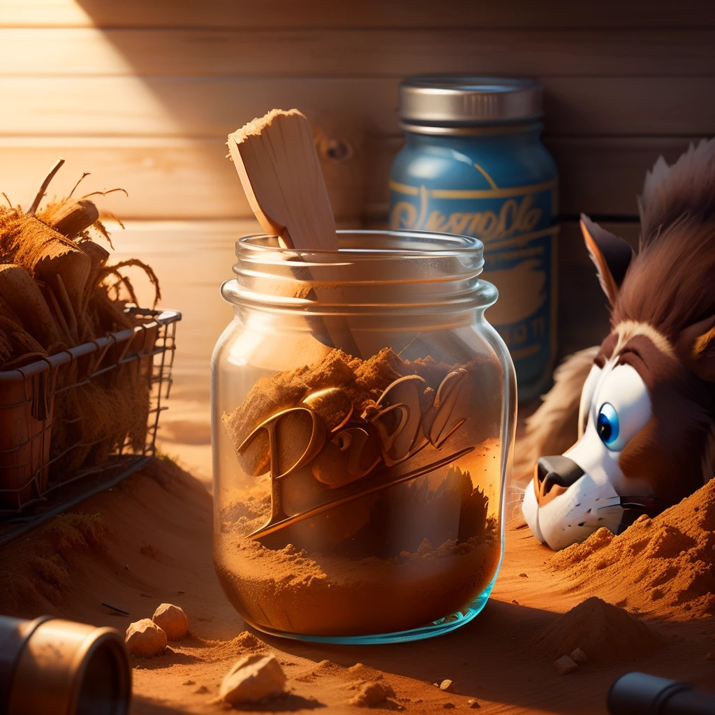 pixar movie called dirt with picture of guy holding jar of dirt. include disney pixar logo