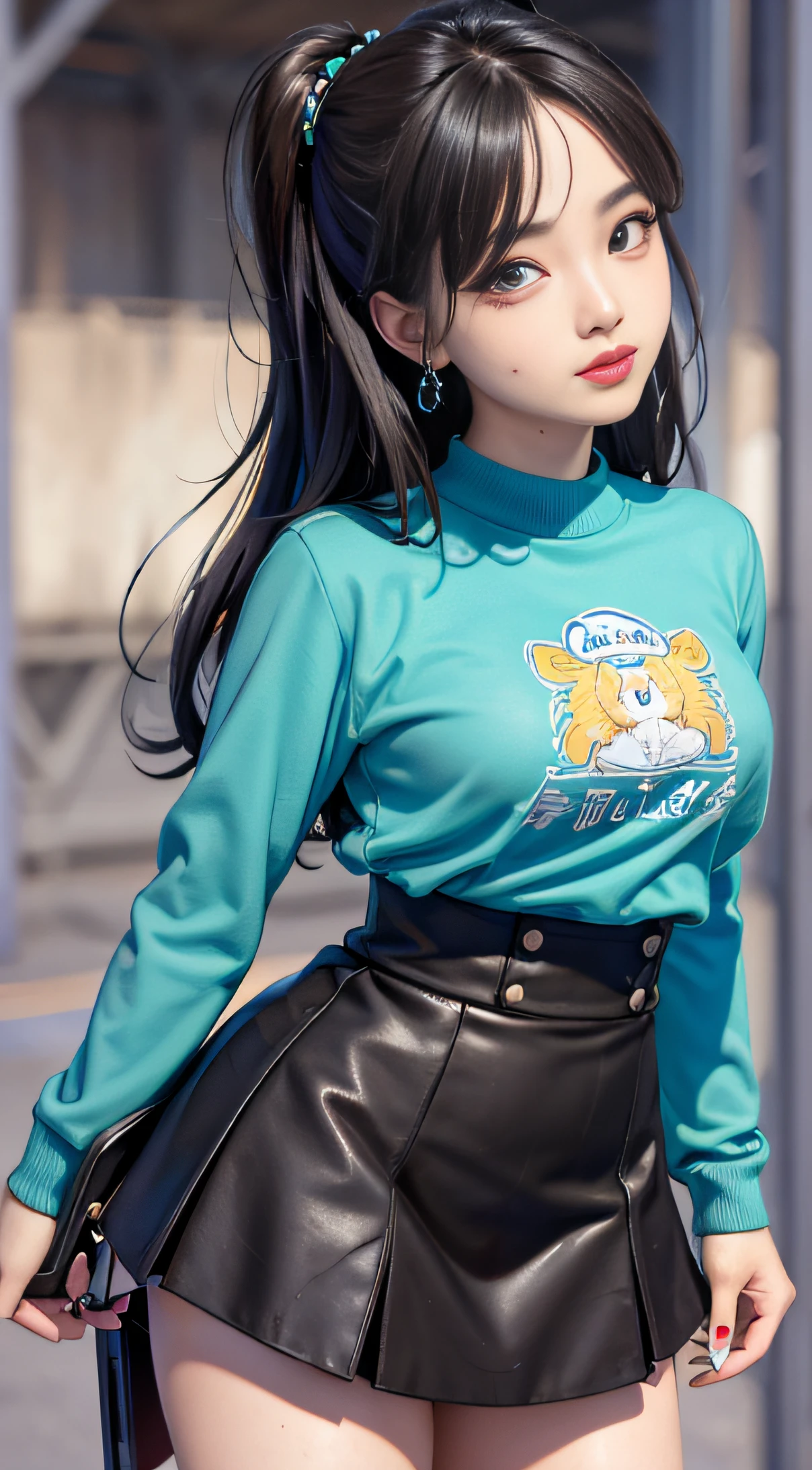 Turns every photo work art ,of a woman with long black hair and a pink shirt, she has a distant expression, semi realistic anime, in an anime style, semirealistic anime style, she has black hair, in anime style, (blue eyes:1.3), blunt bangs ,Uzumaki Himawari ,realistic ultra high qualiti detail images HD Restoration ,Ai,filter ,super detail clothes ,eliminates to enchance igamages quality