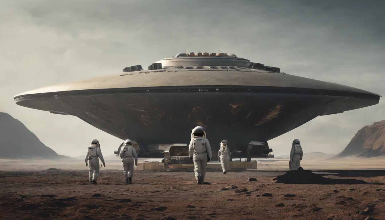 An astronauts back infront of a colossal ship in space, background, cinematic, realism, crystal clear, micro-details, photorealism, photorealistic