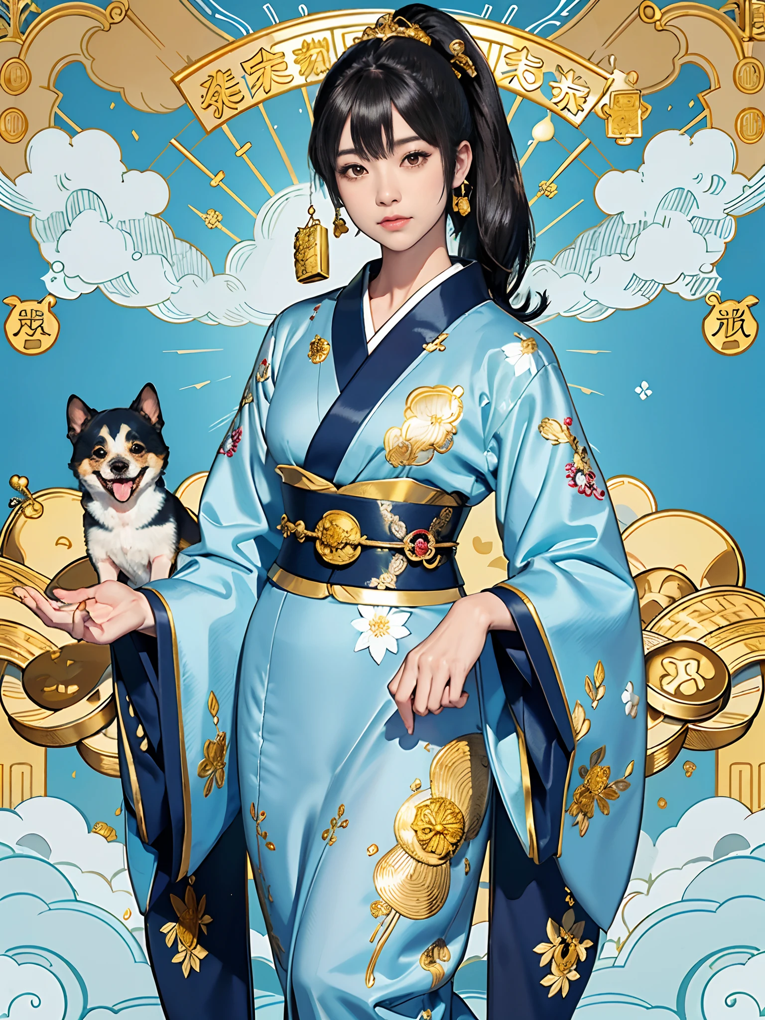 rokoko:1.5,Background of details(Japanese garden(金木犀:1.5)),BREAK ,elaborate costume(Luxury kimono(Light blue kimono(detailed embroidery(金木犀 pattern embroidery:1.2)))),BREAK,1 Beautiful and classy adult woman(Japanese actressl:1.2)(glossy dark hair(poneyTail:1.2))(Arms outstretched),BREAK,Wallpapers 16K,Blur the background,(masutepiece:1.5), (Best Quality:1.5),(Portrait photos:1.5),(full body Esbian:1.5)