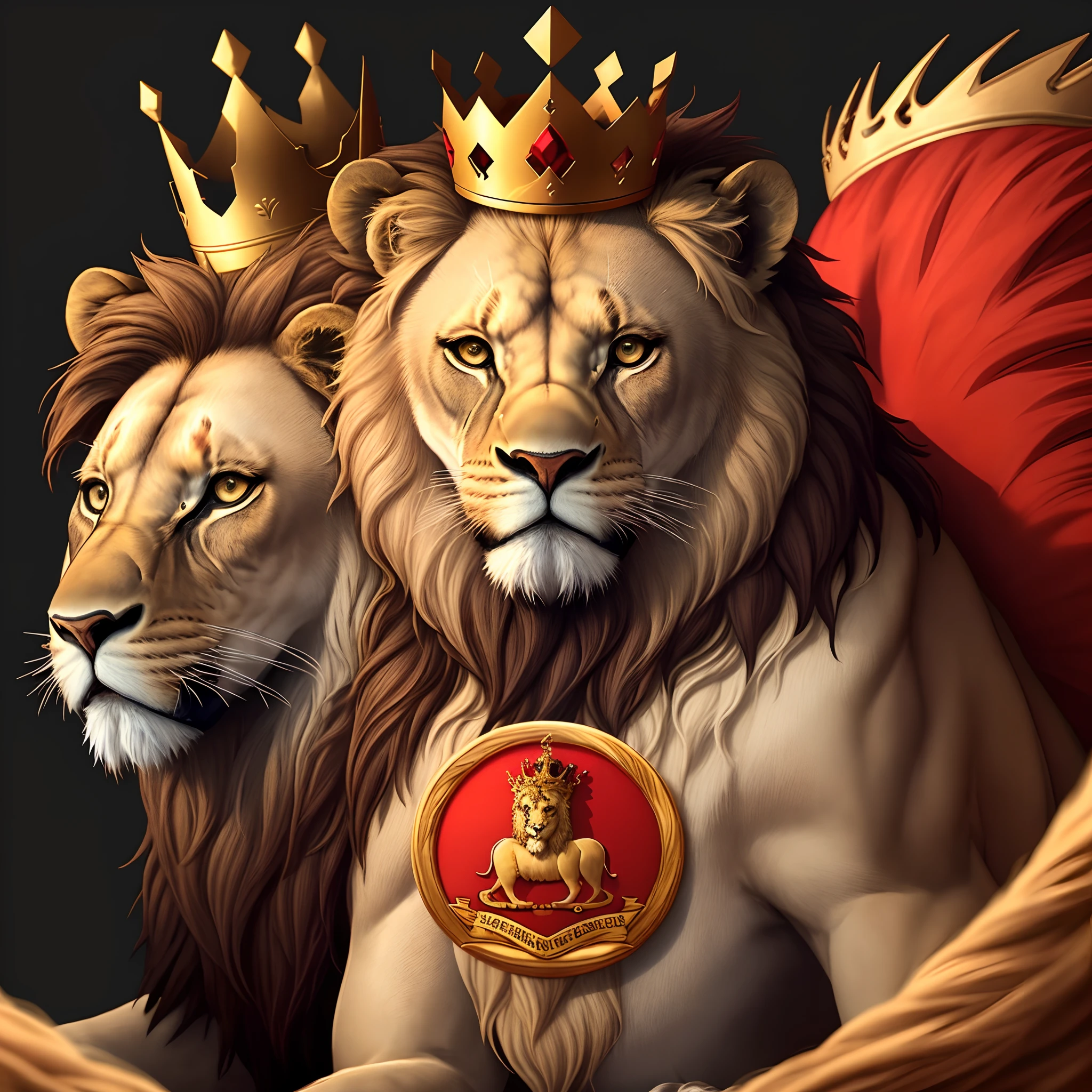 Circular red logo in size 1000x1000 with a lion with a crown, both in red and the name El Miguelon above the red lion and the number 11 below the red lion and a black background