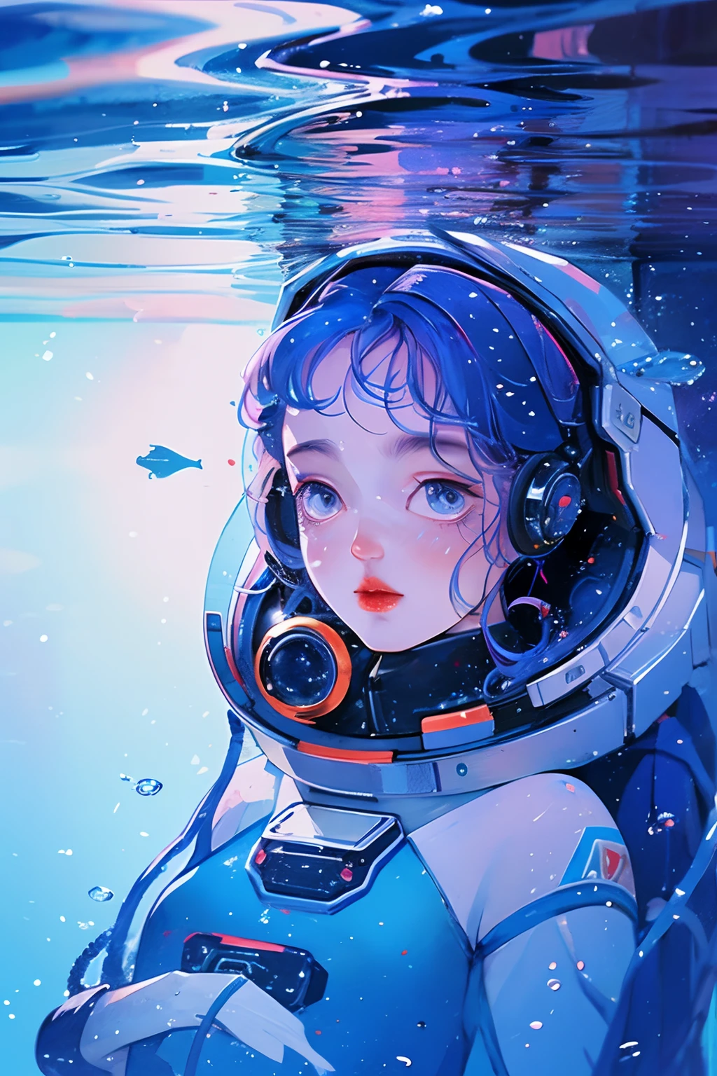 yxycolor，1girll， space suit，Under water