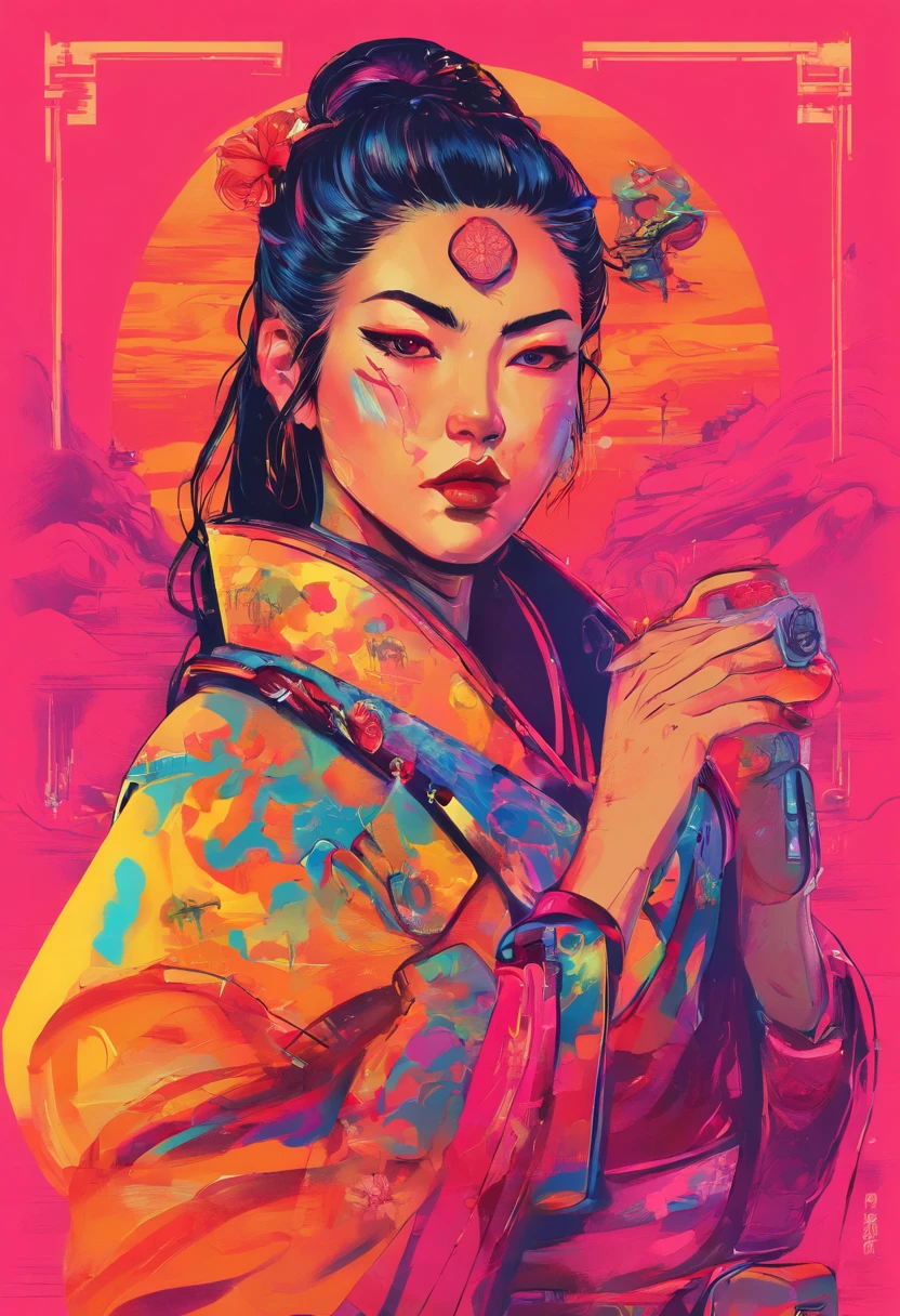 Pintura de uma mulher gueixa olhando para o celular , Retrato de uma gueixa, Retrato de uma gueixa, Gueixa da beleza, gueixa, Gueixa japonesa, Retrato de uma gueixa bonita, Penteado de gueixa, Arte japonesa, Retrato Samurai, Foto do retrato da gueixa, Gueixa descrita como japonesa, japanese art style, inspirado em Toyohara Kunichika