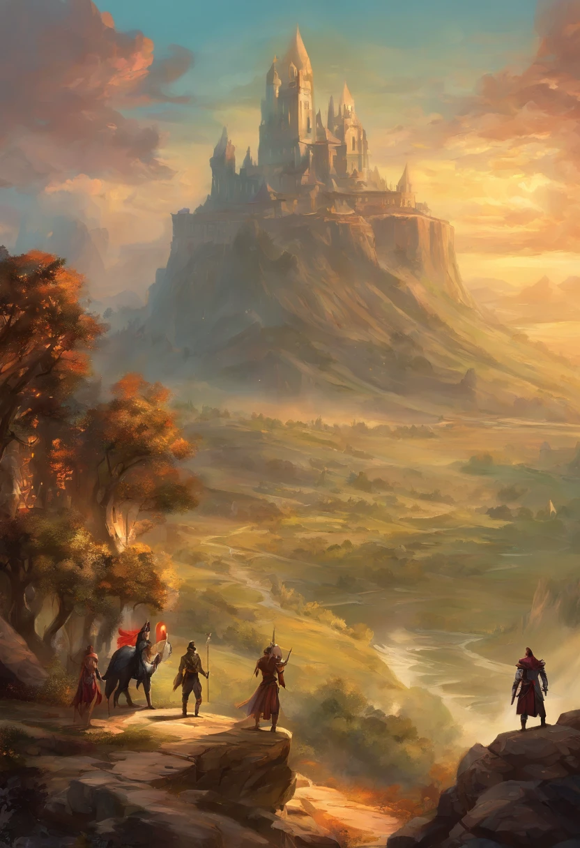(((Um grupo de amigos discutindo sobre um mapa))). ((rpg de mesa)). (Estilo livro de d&d). (Epic characters of D&d). (d&d). (Background an epic tavern). ((Homem Forte combo Touro)). ((Lion combo man)). (Bardo). (luz suave).