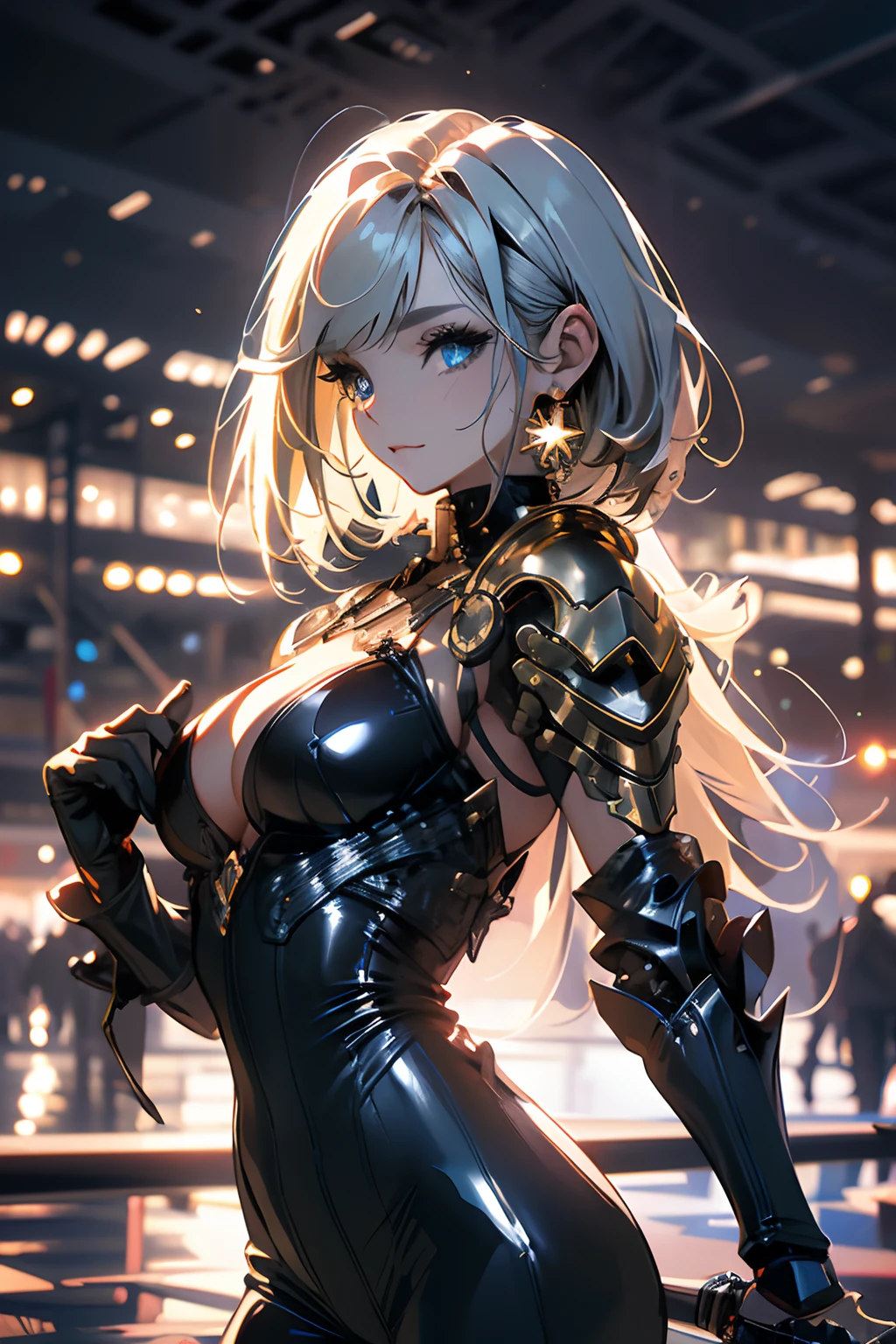 masterpiece,best quality,extremely detailed CG unity 8k wallpaper,illustration,3d,realistic body,{awesome detailed},[hyper detailed],[ultra detailed],{many layers},beautiful hair,beautiful eyes,glistening shining skin,intense shadow,official art,sketch,masterpiece,best quality,illustration,100000000k, {best quality,illustration}, girl, small breast, short hair, simple eyes, mechanical suits, mechanical wings, black shinny satin latex dress, shoulder armor gauntlets, {{{{{hand holding shining mechanical sword, gripping shining mechanical sword in hand}}}}}, dynamic angle, pool of blood, pile of corpses