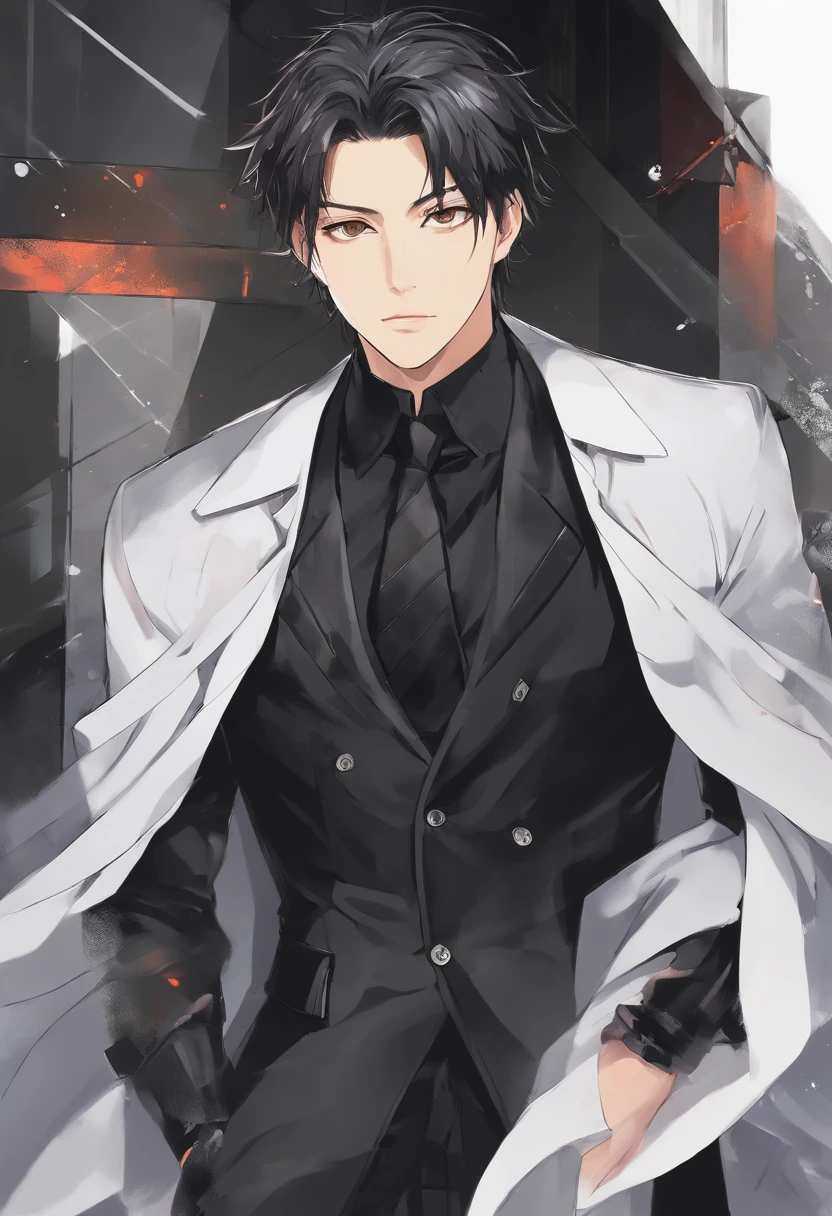 Anime guy in a suit and tie standing in a dark alley - SeaArt AI