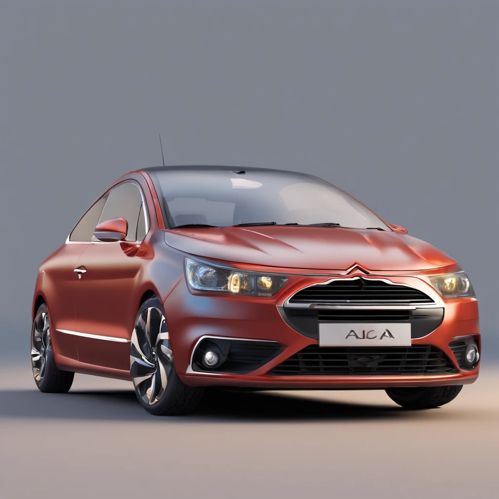 Criar um banner ao estilo Pixar com um carro Citroen C4 Coupe, ano 2008, 2 portas, carroceria preta, rodas brancas brilhantes, with rear airfoil, Upper front view, na cor preta.