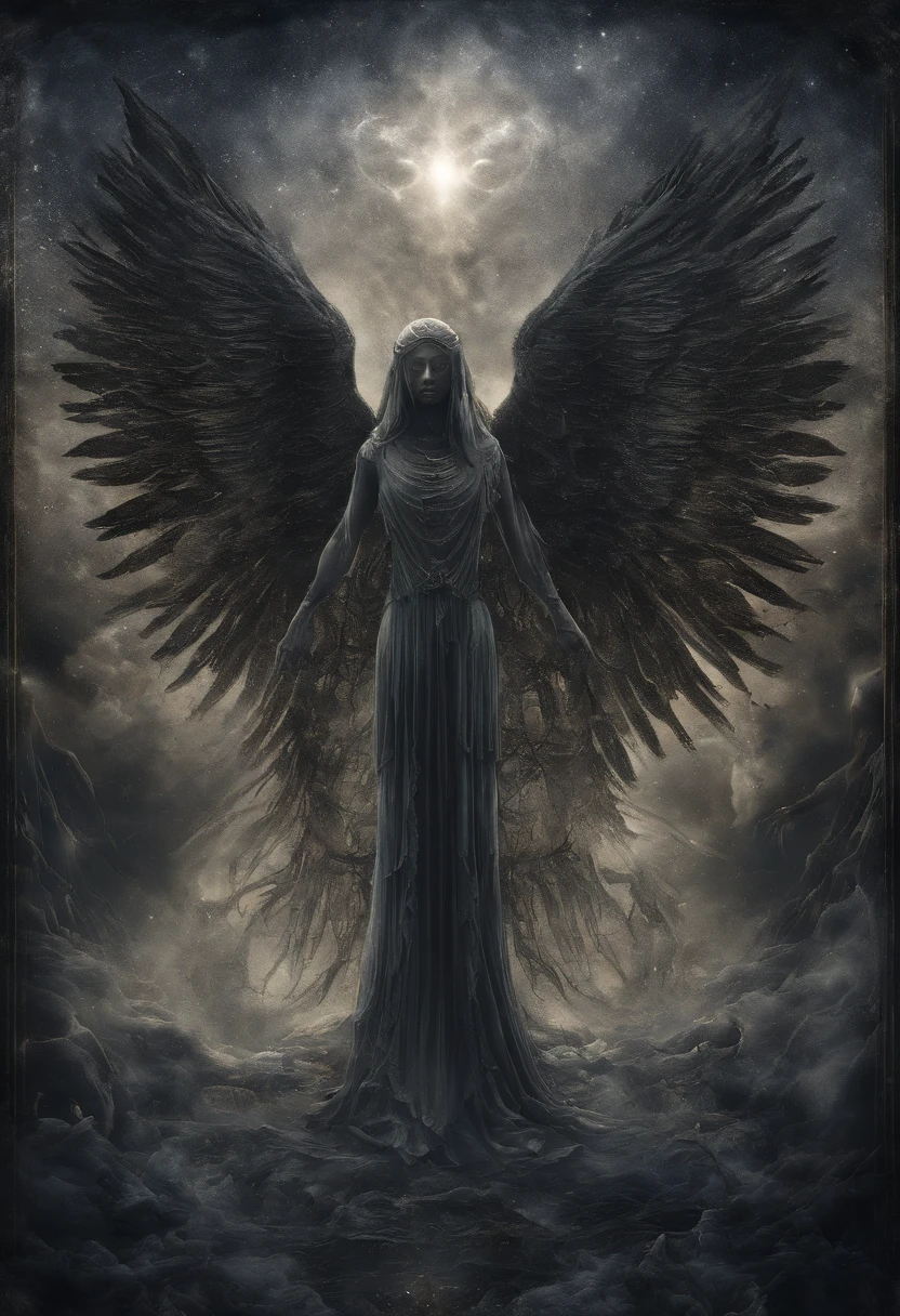 (highres,best quality:1.2),celestial beings,cosmic wings,cosmic eyes,ethereal attire,cosmic glow,divine silence,stunning presence,starlit background,transcendent beauty,divine grace,celestial harmony,cosmic radiance,heavenly glow,mystical aura,luminous atmosphere,serene tranquility,divine power,majestic elegance,sacred energy,cosmic alignment,celestial connection,spiritual transcendence,ethereal light,angelic figures,transcendent realm,celestial artistry,cosmic enchantment,stellar luminescence,heavenly attire,transcendent serenity,celestial radiance,cosmic magic,stunning ethereal beings,lustrous cosmic tapestry,heavenly spectacle,divine countenance,supernatural grace,cosmic vibrations,celestial transcendence,empyrean beauty, make the angel fall from the sky, make it bruised up and pouring rain