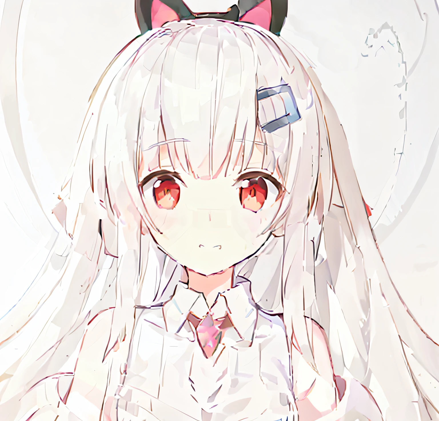 Anime girl with long white hair in a white dress and red bow, anime styled 3d, The animations are very detailed., stylized anime, render of a cute 3d anime girl, Highly detailed animation, Detailed animation soft face, made with anime painter studio, White Rabbit Girl, April's renders, Flat anime style shading, realistic anime 3D style, Detailed anime character art