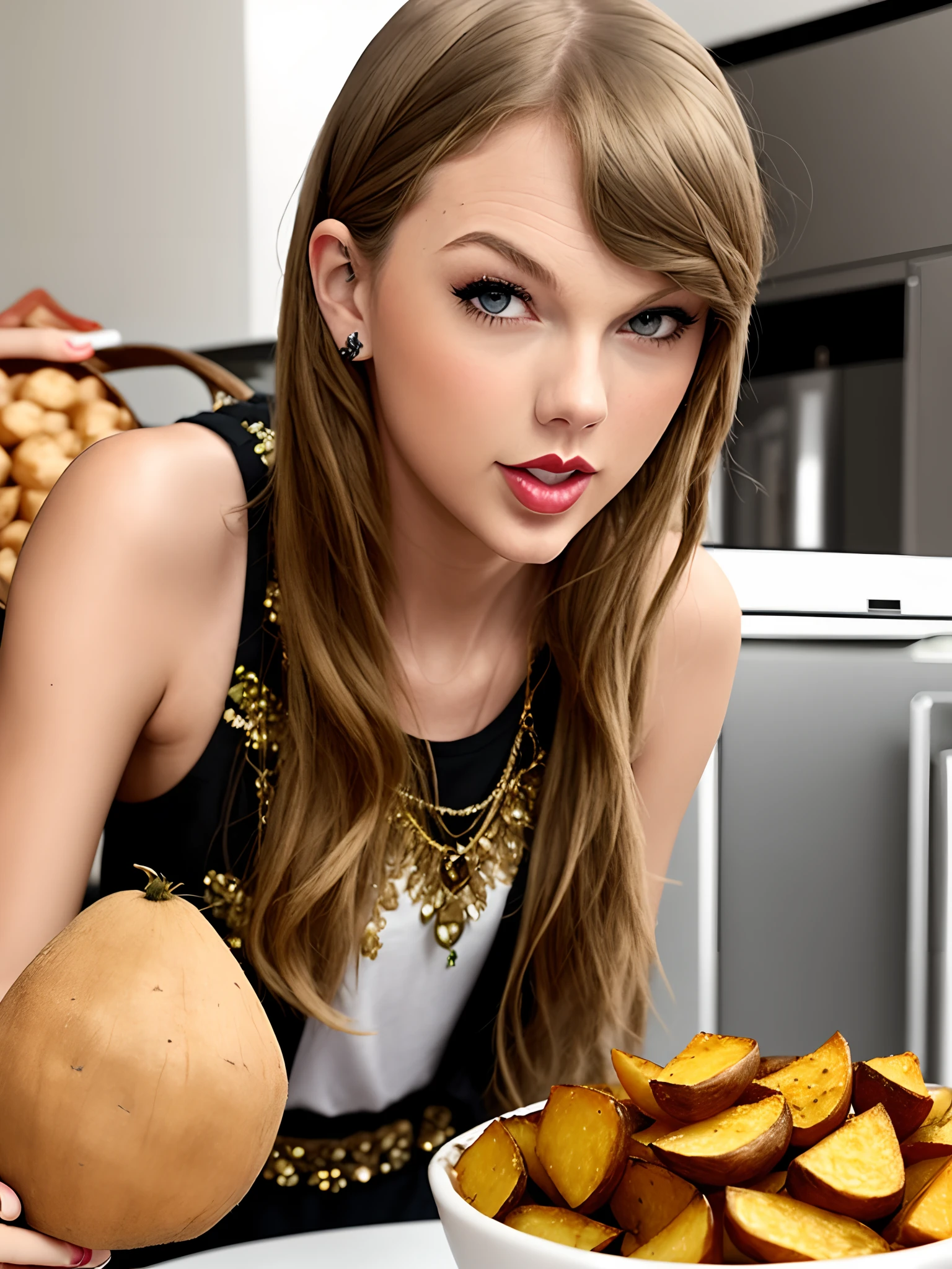 taylor swift comendo batata