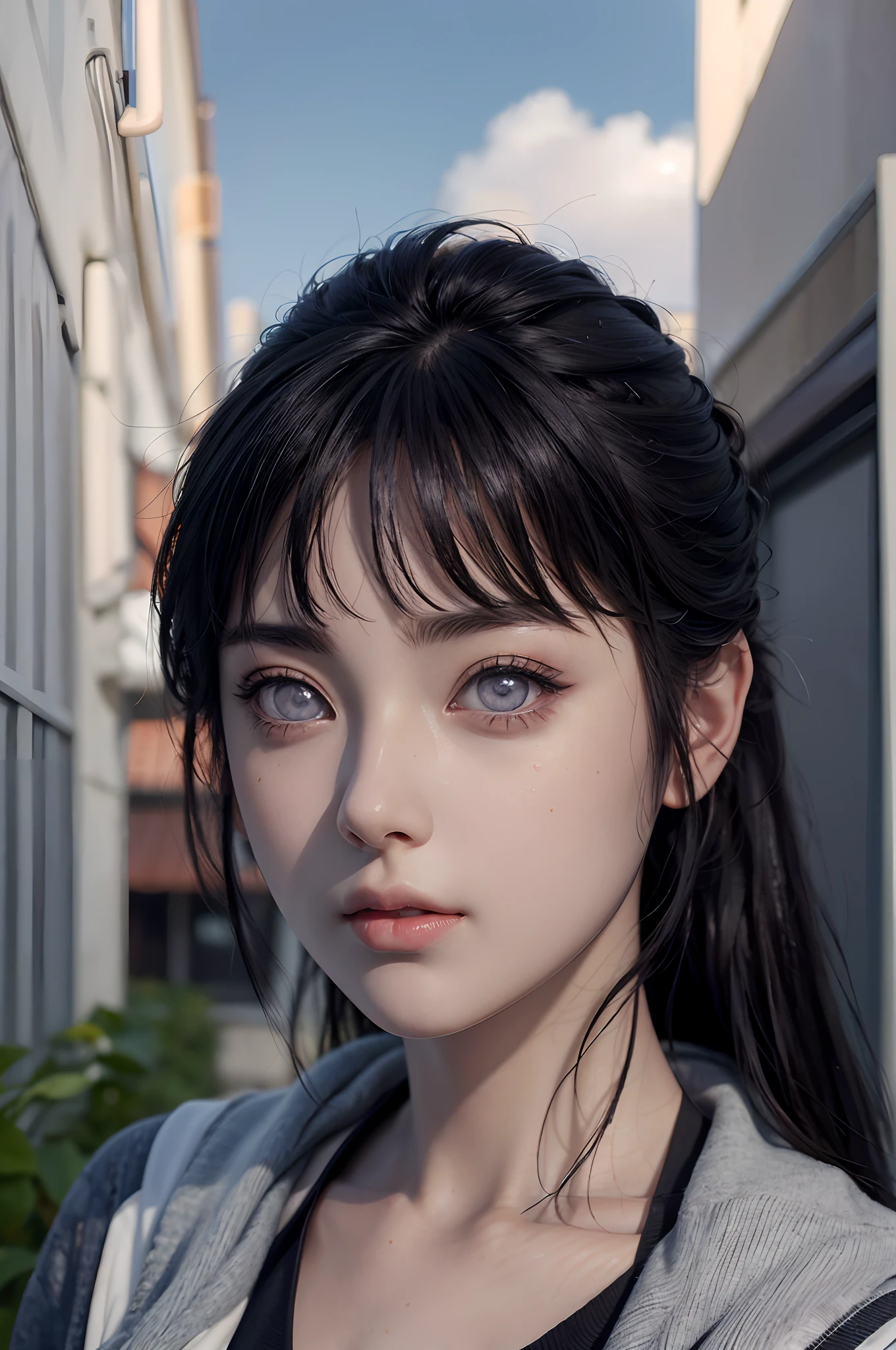 Best Quality, Masterpiece, Ultra High Resolution, (Realistic: 1.4), Original Photo, Side Light, Fine Beautiful Eyes: 1.2, Masterpiece* Portrait, Realism, 1 Girl, Ultra Detailed , perfeck ,Hinata Hyuga ,photo realistic,anime realistic,realisticstayl,