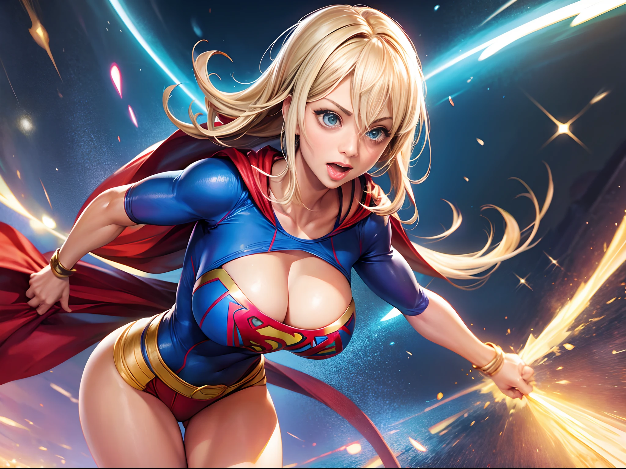 Kaley Cuoco with super large breast as Supergirl