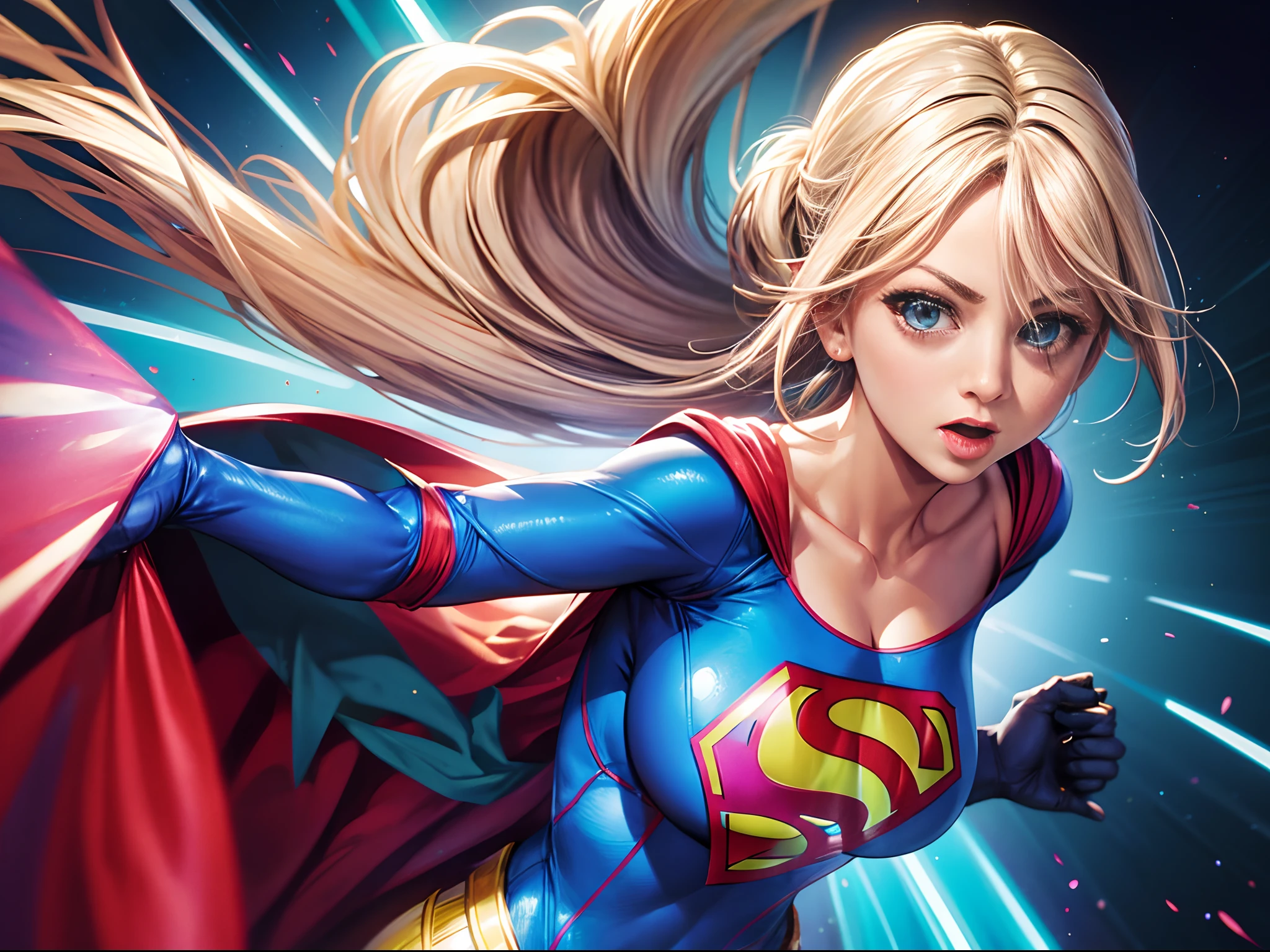 Kaley Cuoco with super large breast as Supergirl