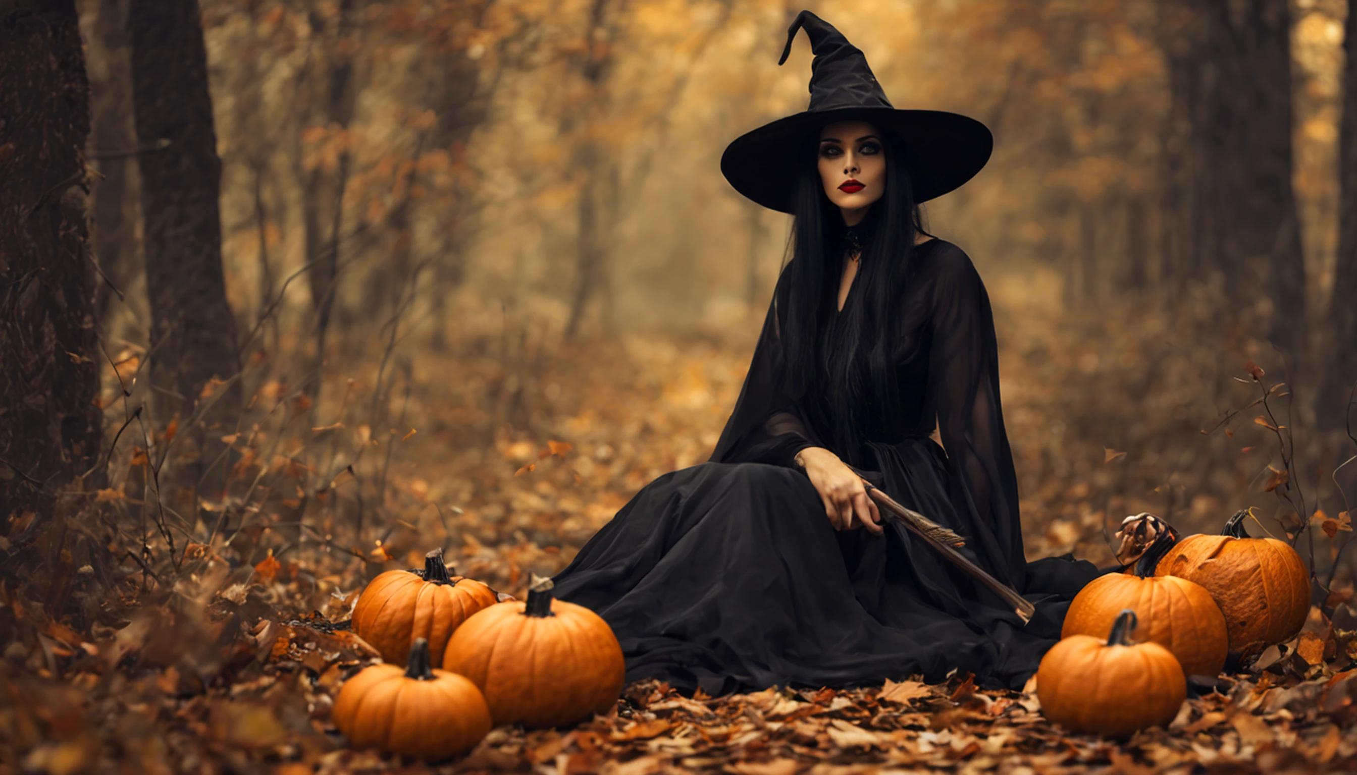 Witch with pumpkin and broom, Em um estilo de dia das bruxas, dia das bruxas, tema halloween, bruxa feminina bonita, bruxa mecanizada, supervillain sorceress witch, bruxa feiticeira do mal, Uma bruxa, bruxa escura da moda, bruxa, Scarry mas enfeitiçando, bruxa castlevania, mulher feiticeira, Travessuras ou gostosuras, personagem bruxa escura, beautiful witch spooky female