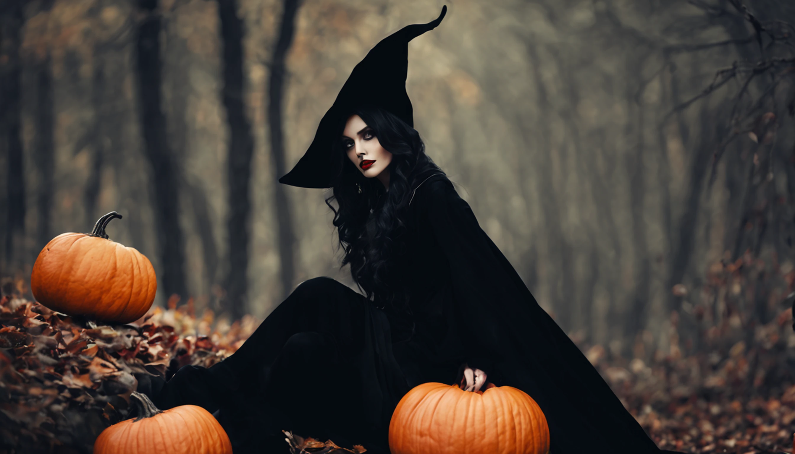 Witch with pumpkin and broom, Em um estilo de dia das bruxas, dia das bruxas, tema halloween, bruxa feminina bonita, menina bruxa mecanizada, supervillain sorceress witch, bruxa feiticeira do mal, Uma bruxa, bruxa escura da moda, bruxa, Scarry mas enfeitiçando, bruxa castlevania, mulher feiticeira, Travessuras ou gostosuras, personagem bruxa escura, beautiful witch spooky female