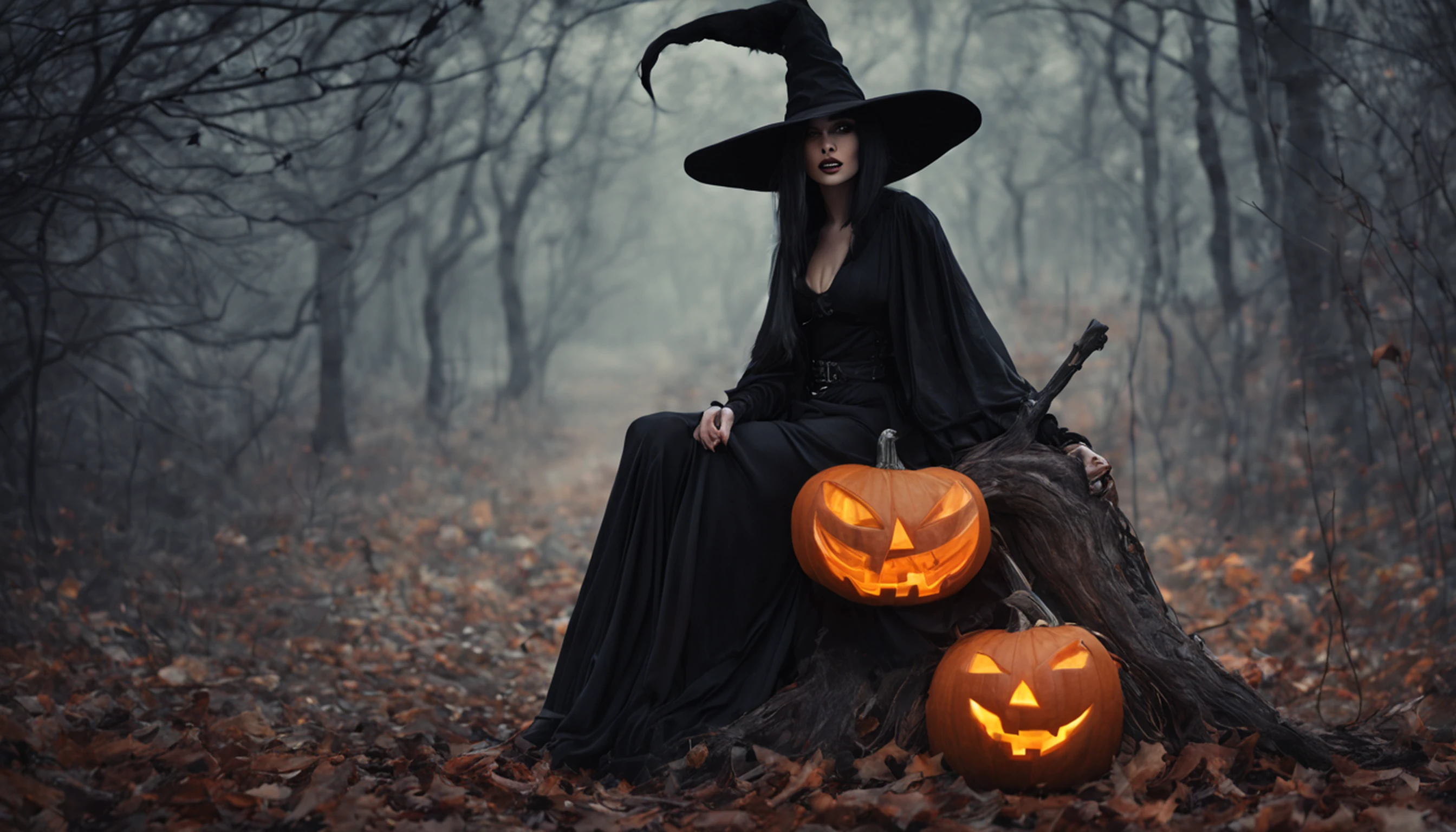 Witch with pumpkin and broom, Em um estilo de dia das bruxas, dia das bruxas, tema halloween, bruxa feminina bonita, menina bruxa mecanizada, supervillain sorceress witch, bruxa feiticeira do mal, Uma bruxa, bruxa escura da moda, bruxa, Scarry mas enfeitiçando, bruxa castlevania, mulher feiticeira, Travessuras ou gostosuras, personagem bruxa escura, beautiful witch spooky female