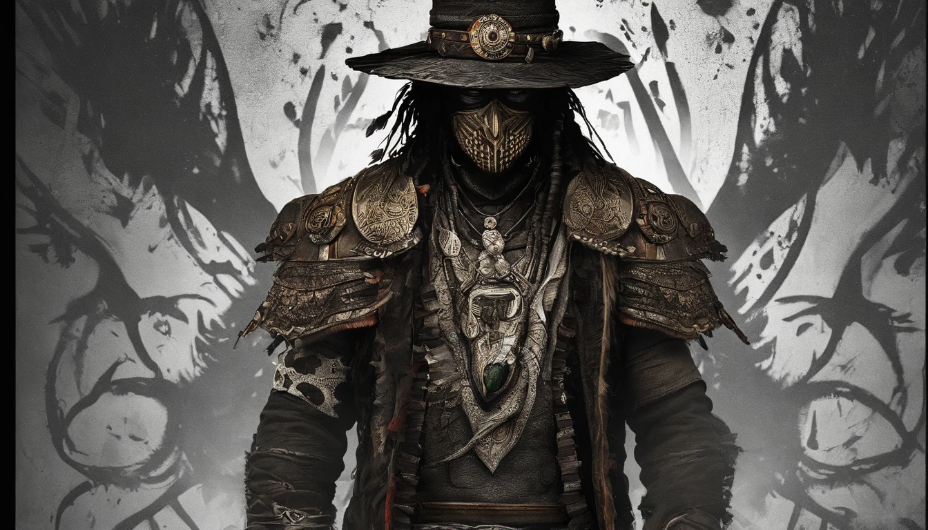 There's a man with a beard and hat with a machine, Cyber Steampunk 8 K 3D, Velho cyberpunk, Papel de parede solarpunk 4k, Arte digital altamente detalhada em 4k, cyber steampunk, soldado futurista, cyber space cowboy, epic scifi character art, sci - personagem de fi, Epic Sci - Arte do Personagem de Fi:, Epic Sci-Fi Character Art