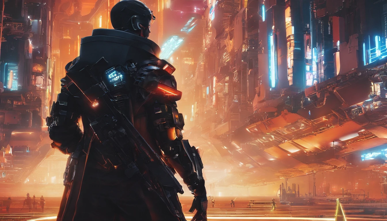 There's a man with a beard and hat with a machine, Cyber Steampunk 8 K 3D, Velho cyberpunk, Papel de parede solarpunk 4k, Arte digital altamente detalhada em 4k, cyber steampunk, soldado futurista, cyber space cowboy, epic scifi character art, sci - personagem de fi, Epic Sci - Arte do Personagem de Fi:, Epic Sci-Fi Character Art